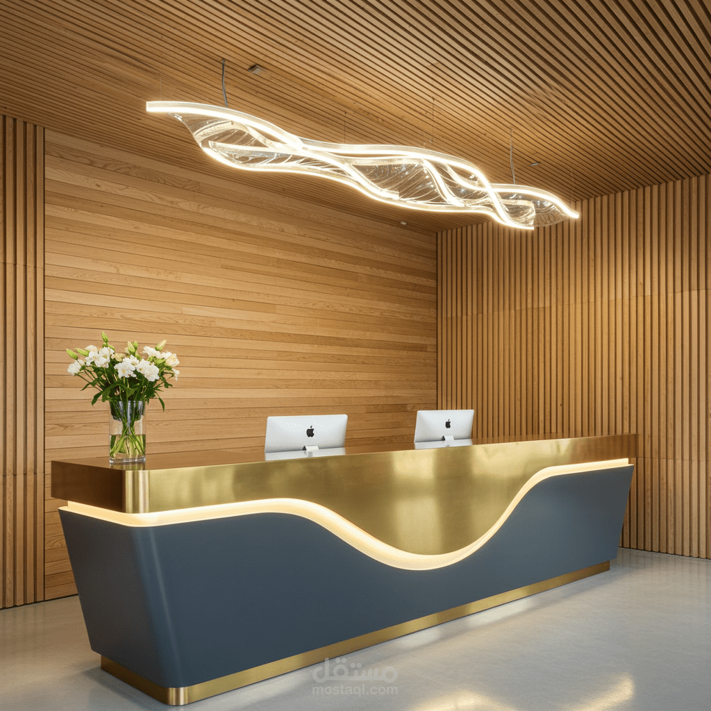 تصميم مكتب استقبال لشركة – 3D احترافي