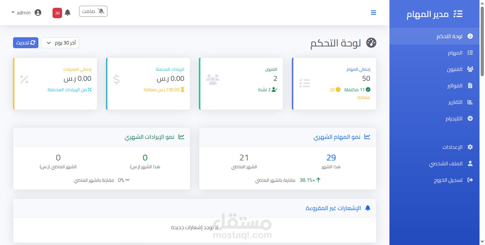 تصميم موقع ادارة مهام وخدمات عبر تليجرام