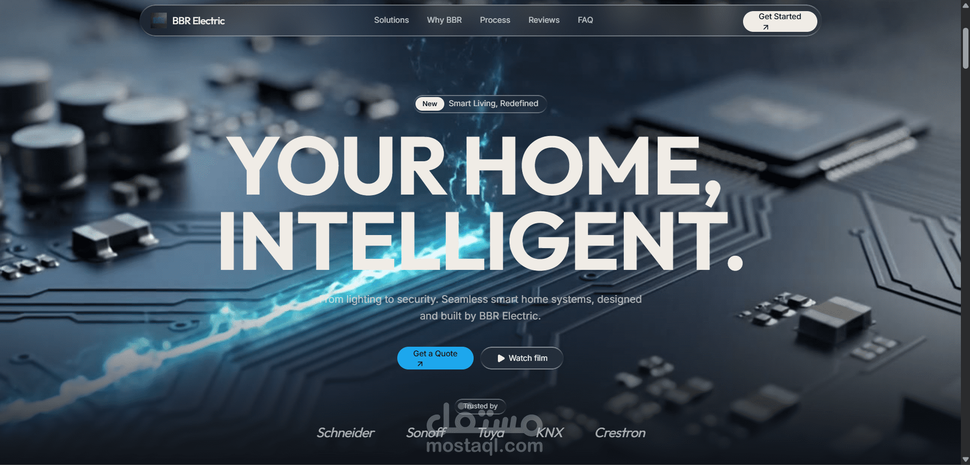 BBR Electric — موقع تسويقي فاخر لأنظمة المنازل الذكية (Smart Home)