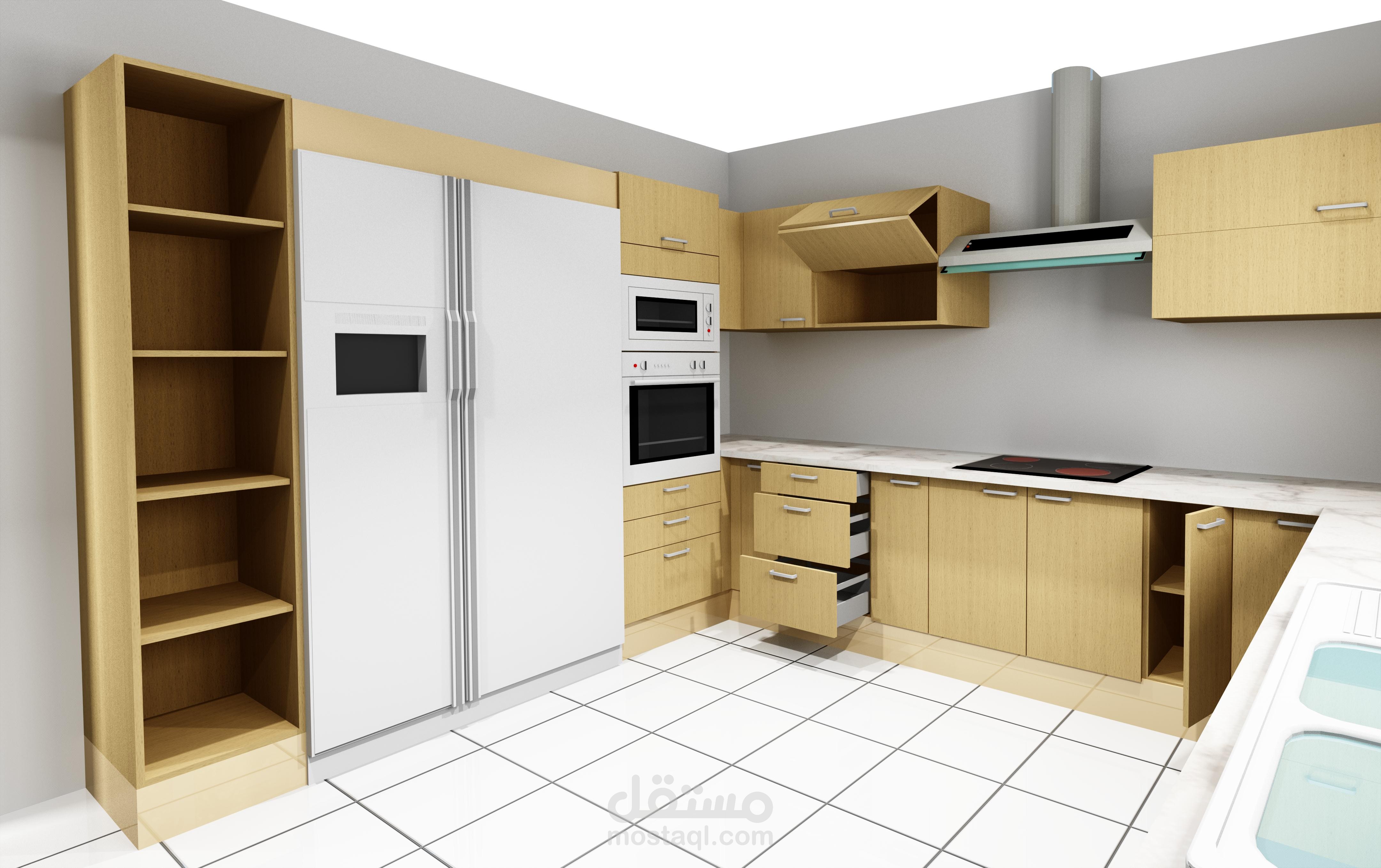 تصميم 3D لمطبخ عصري