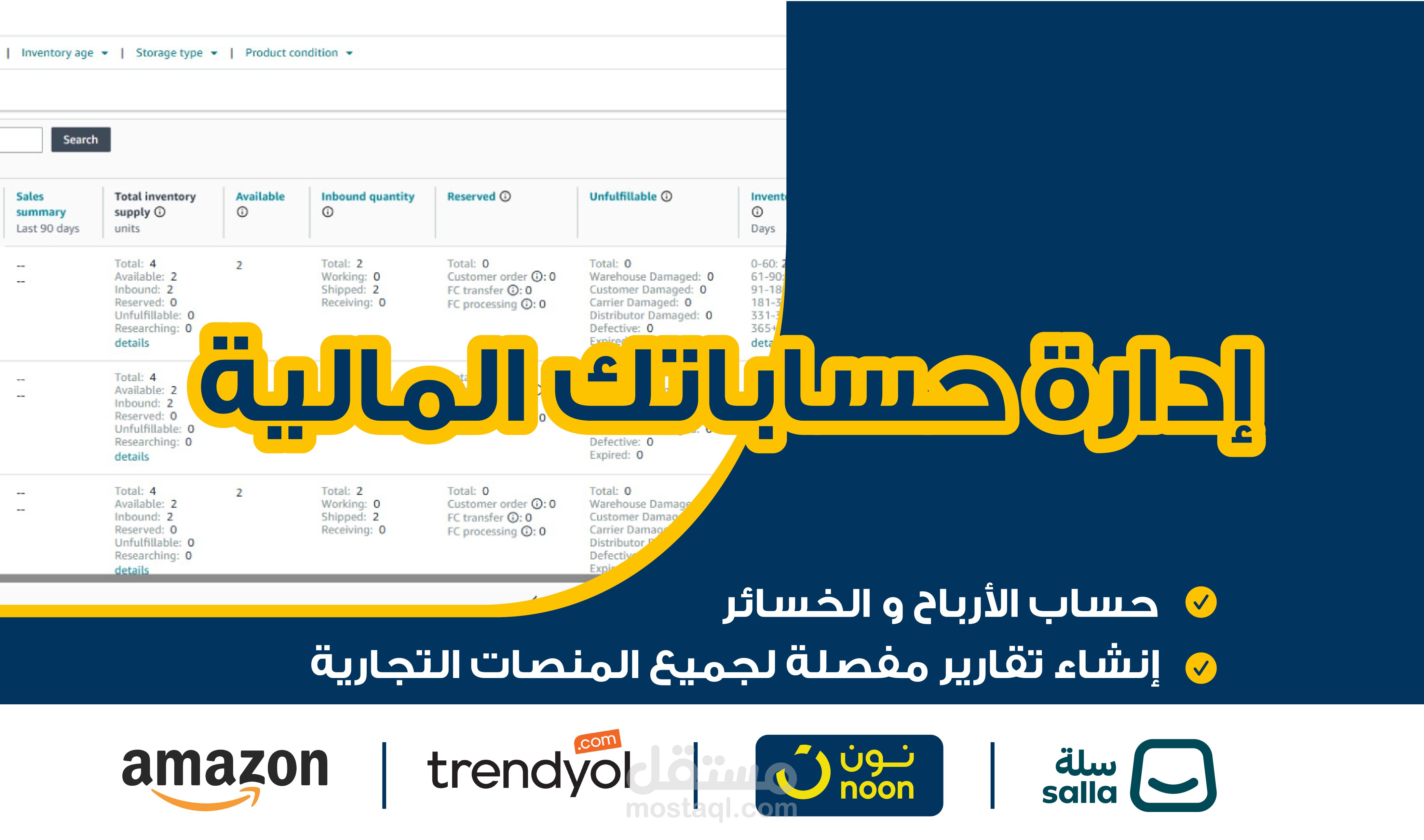 خدمة إدارة الحسابات المالية واحتساب الأرباح والخسائر