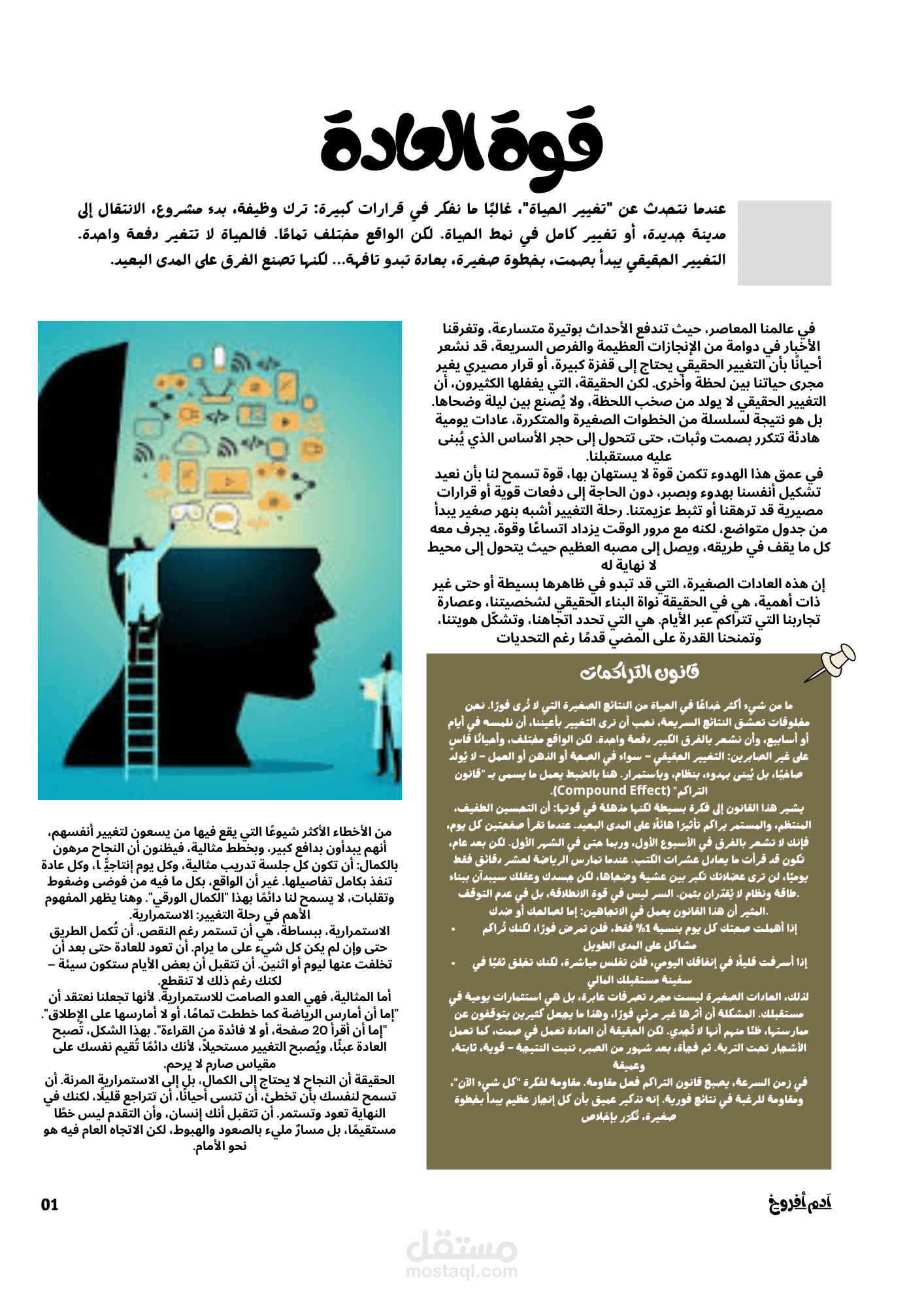 مقال احترافي في تطوير الذات: قوة العادة وأثر التراكم