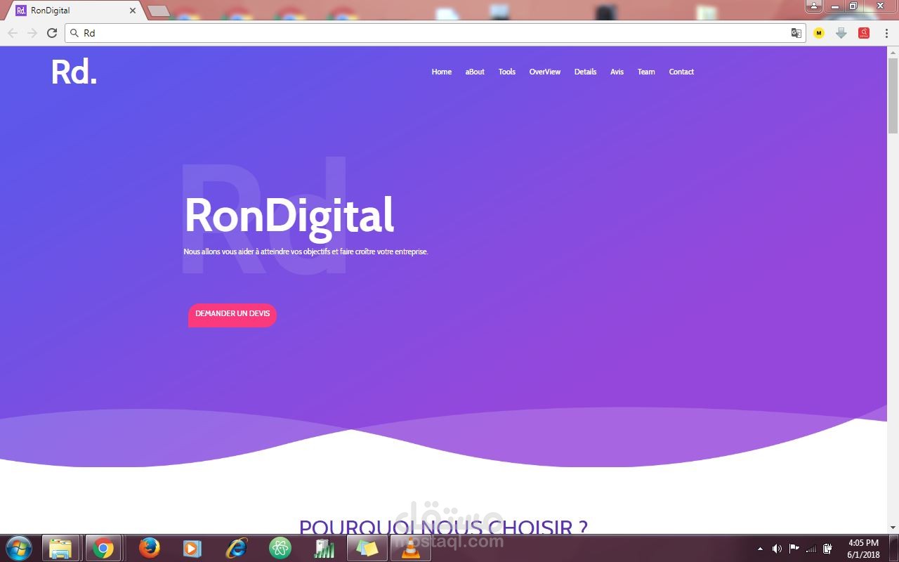 تصميم وتكويد موقع الكتروني OnePage لشركة Rd