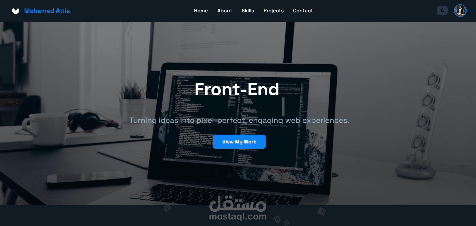 موقع شخصي تفاعلي باستخدام HTML وCSS وJavaScript