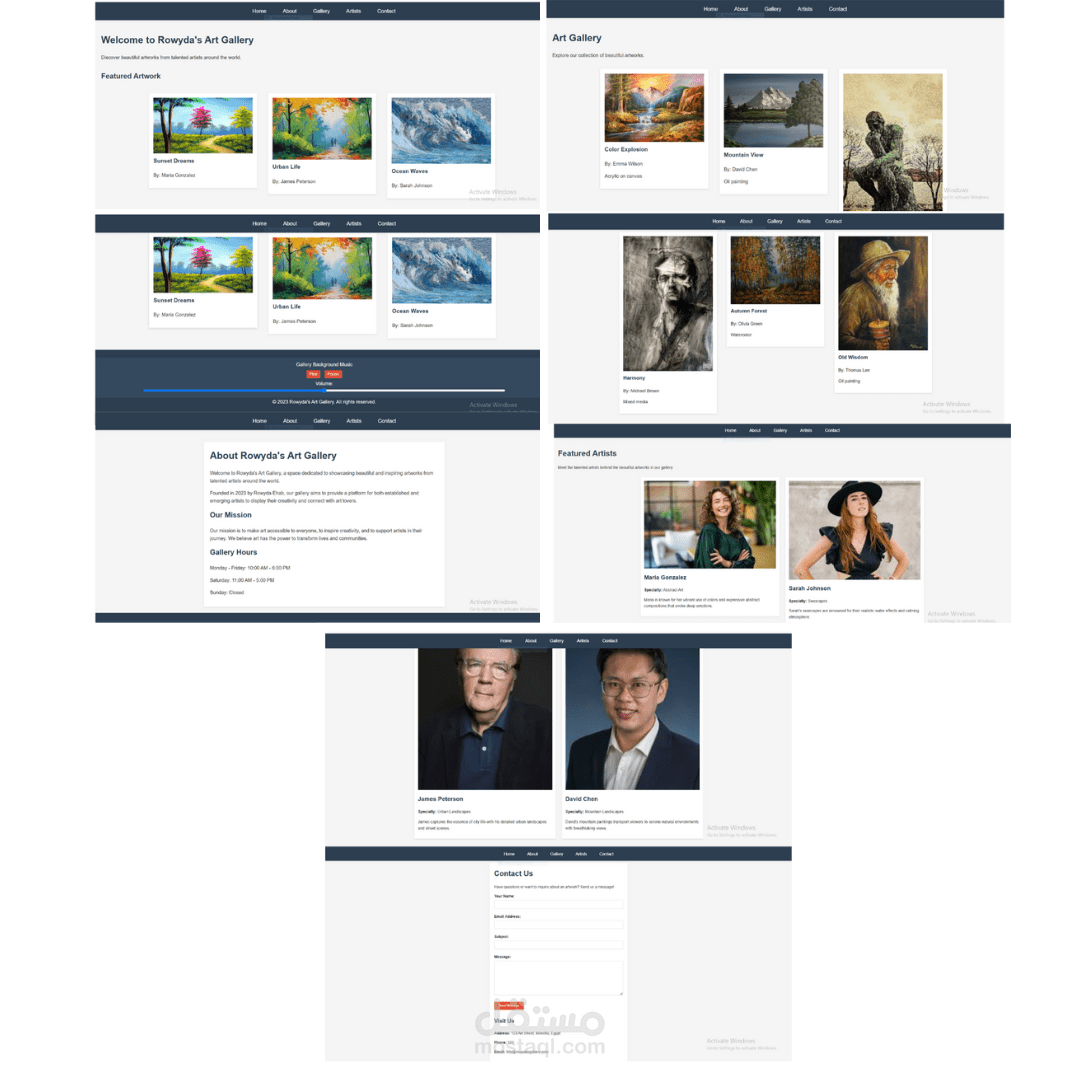 موقع لمعرض أعمال فني (Art Gallery Website)
