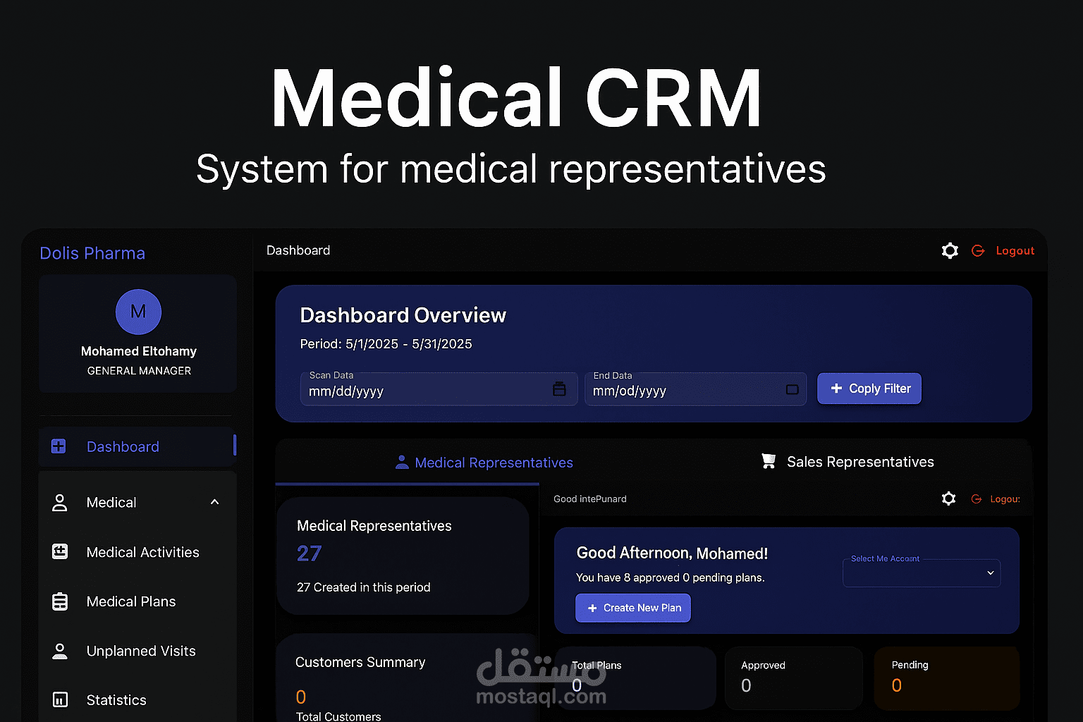 Medical CRM – نظام لإدارة المندوبين الطبيين