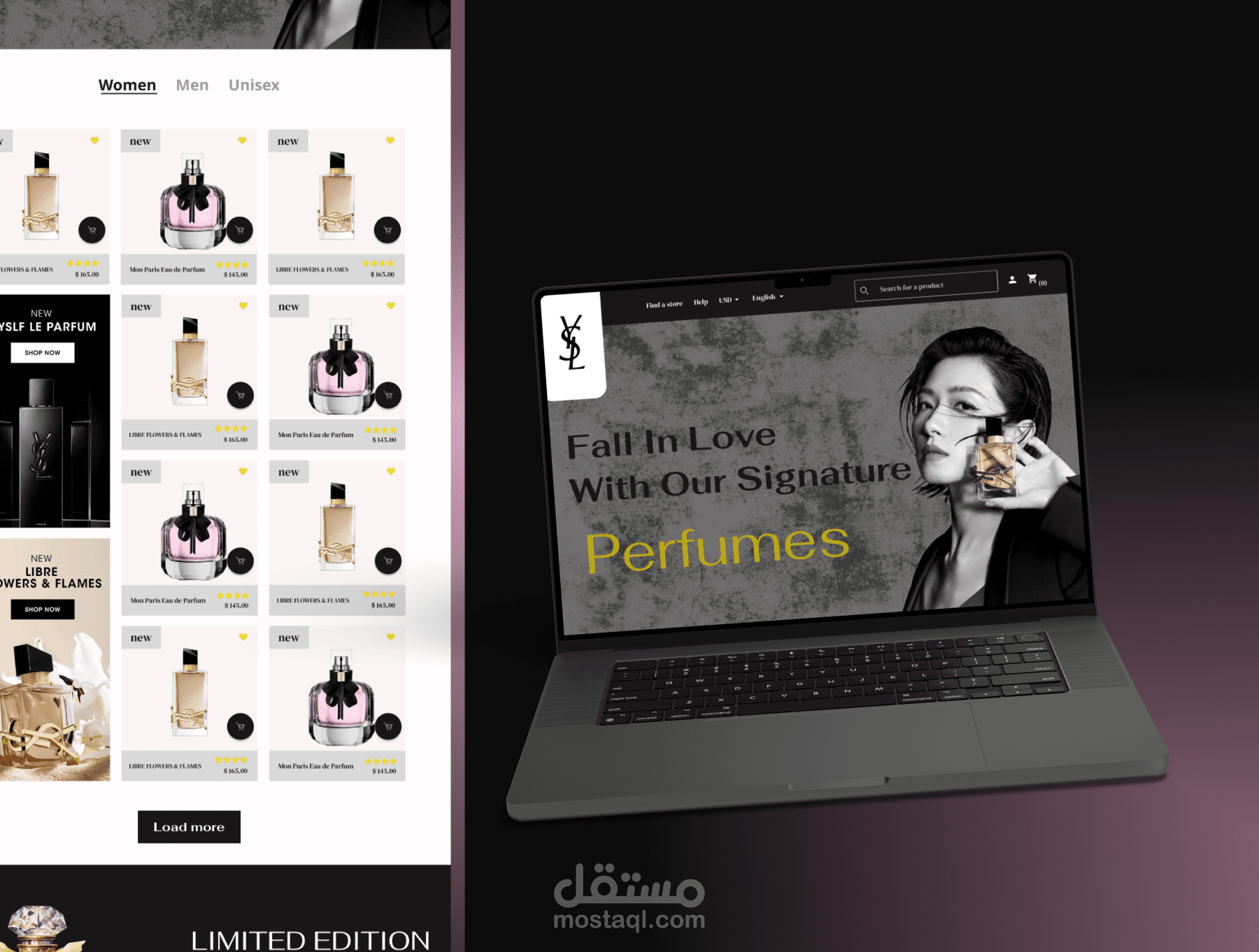 إعادة تصميم صفحة هبوط لعطور YSL – لمسة جديدة على الفخامة