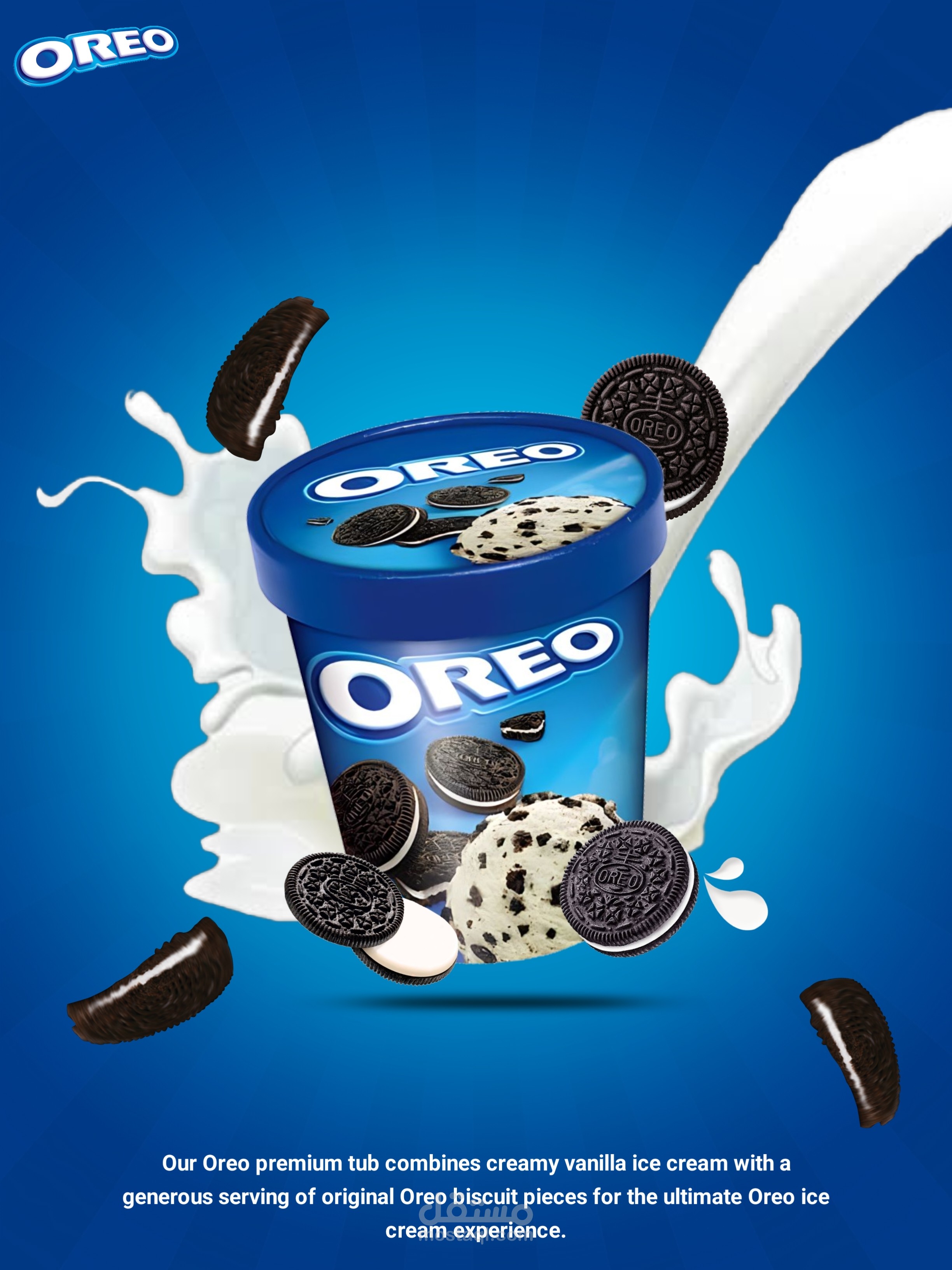 تصميم إعلان ترويجي Oreo ice-cream