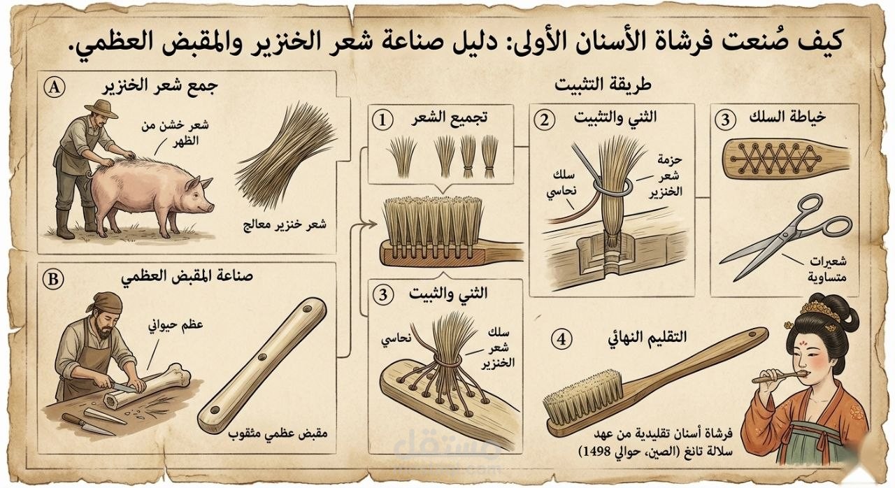 ابتسامة عبر الزمن: رحلة الأداة التي بدأت بعظام الحيوانات وشعر الخنزير لتصبح رفيقتك اليومية
