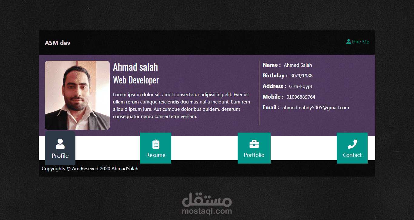 Responsive Website using Bootstrap (My Profile)