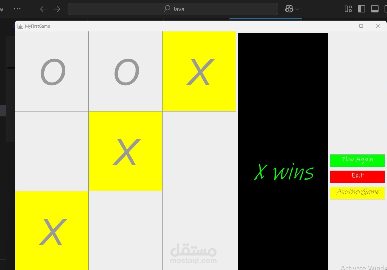 Designing a Tic-Tac-Toe Game using Java programming language