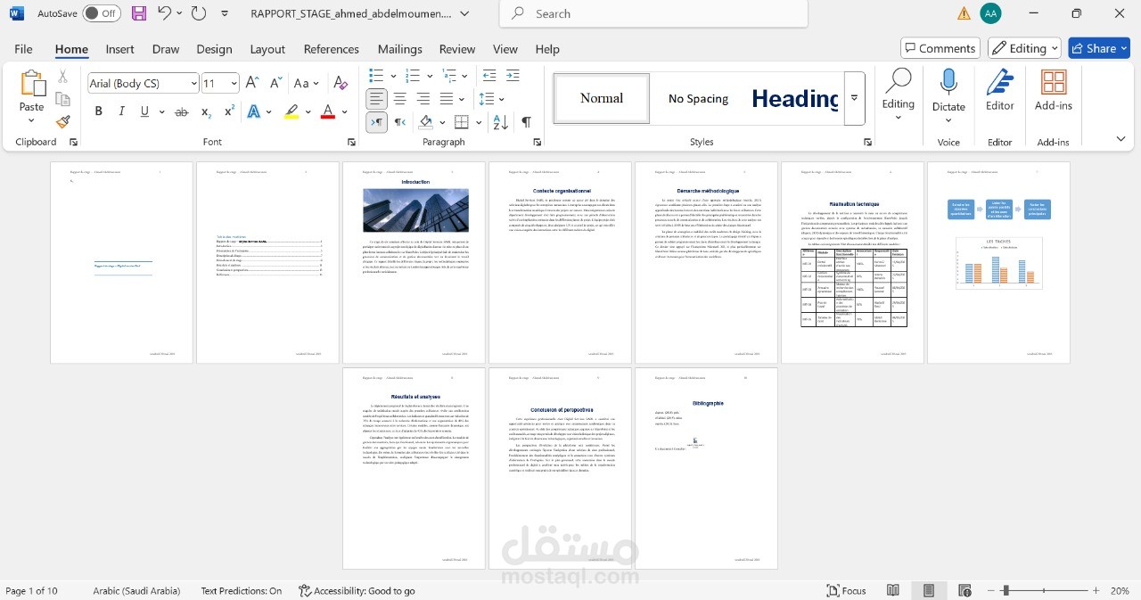 An internship report completed as part of my studies, demonstrating my skills in using Microsoft Word, including layout design, insertion of graphical elements, and content structuring.