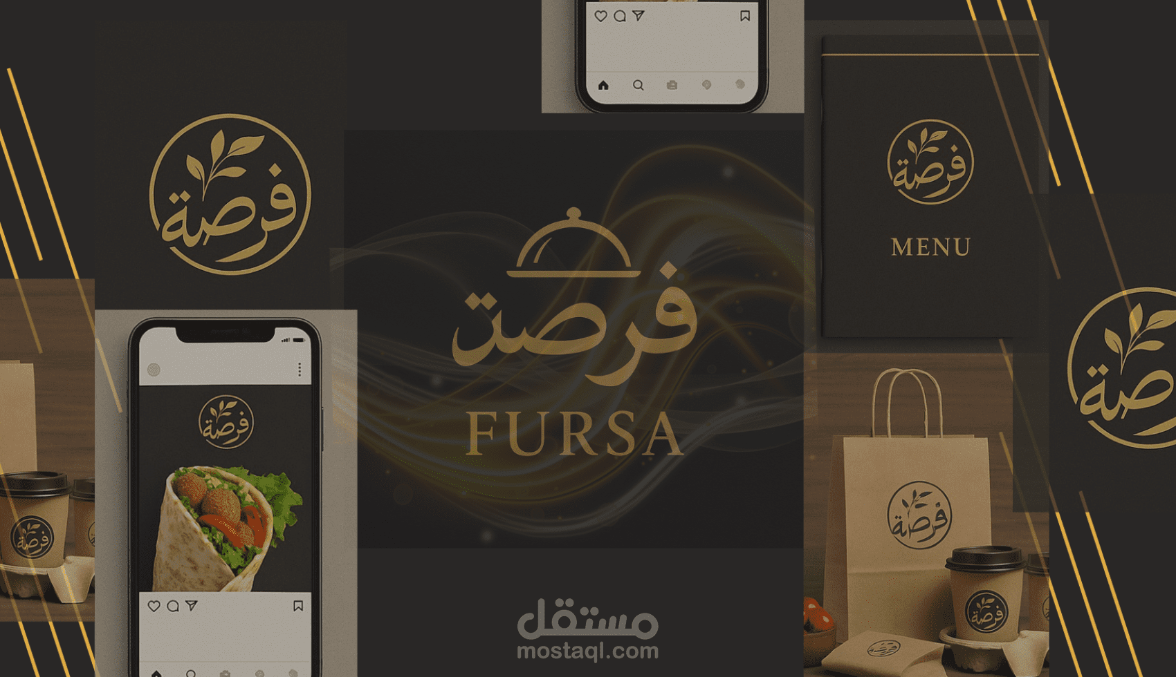 تصميم شعار هويه و غلاف لمطعم