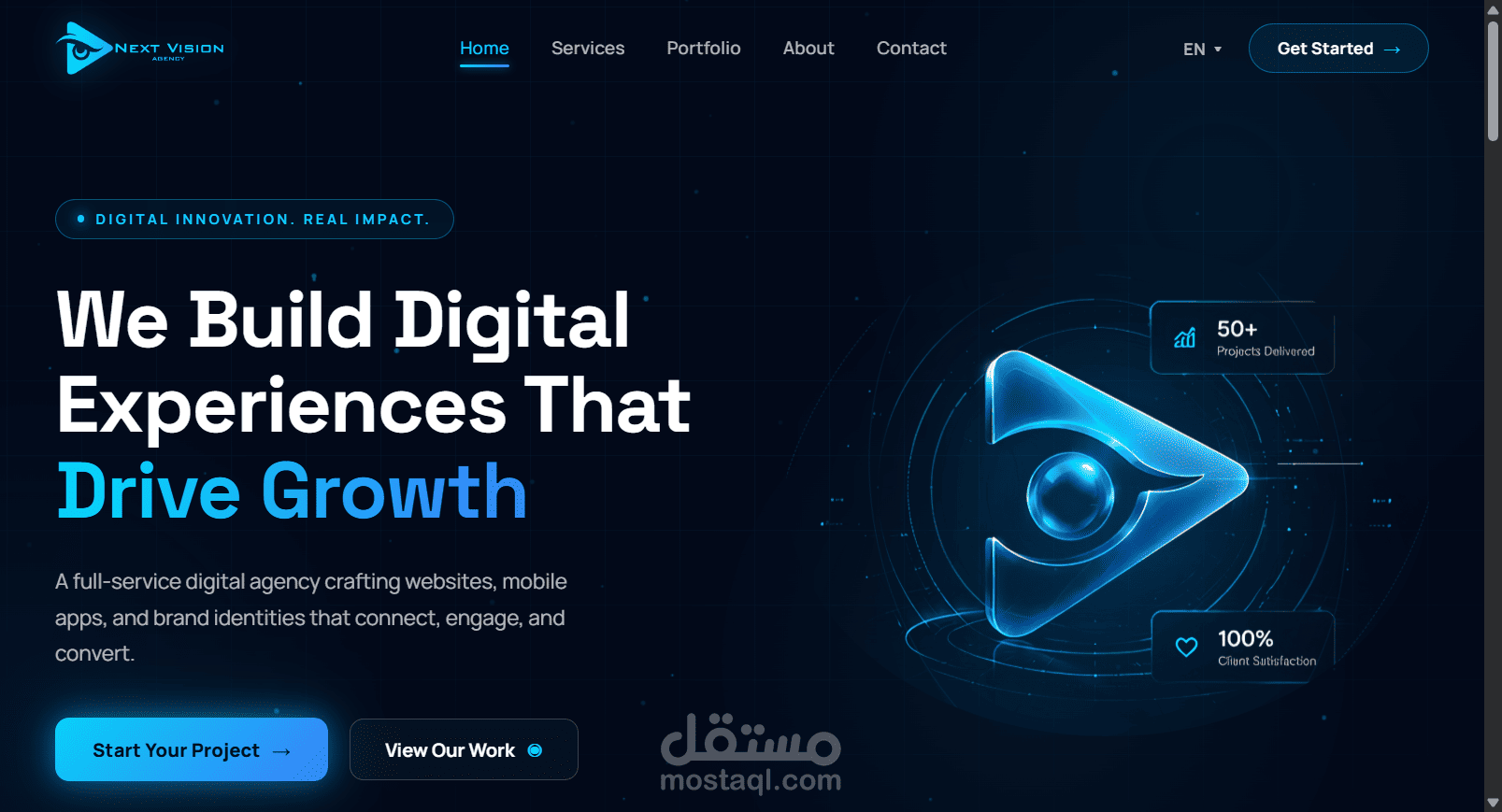تصميم موقع لوكالة للخدمات الرقمية + لوحة تحكم