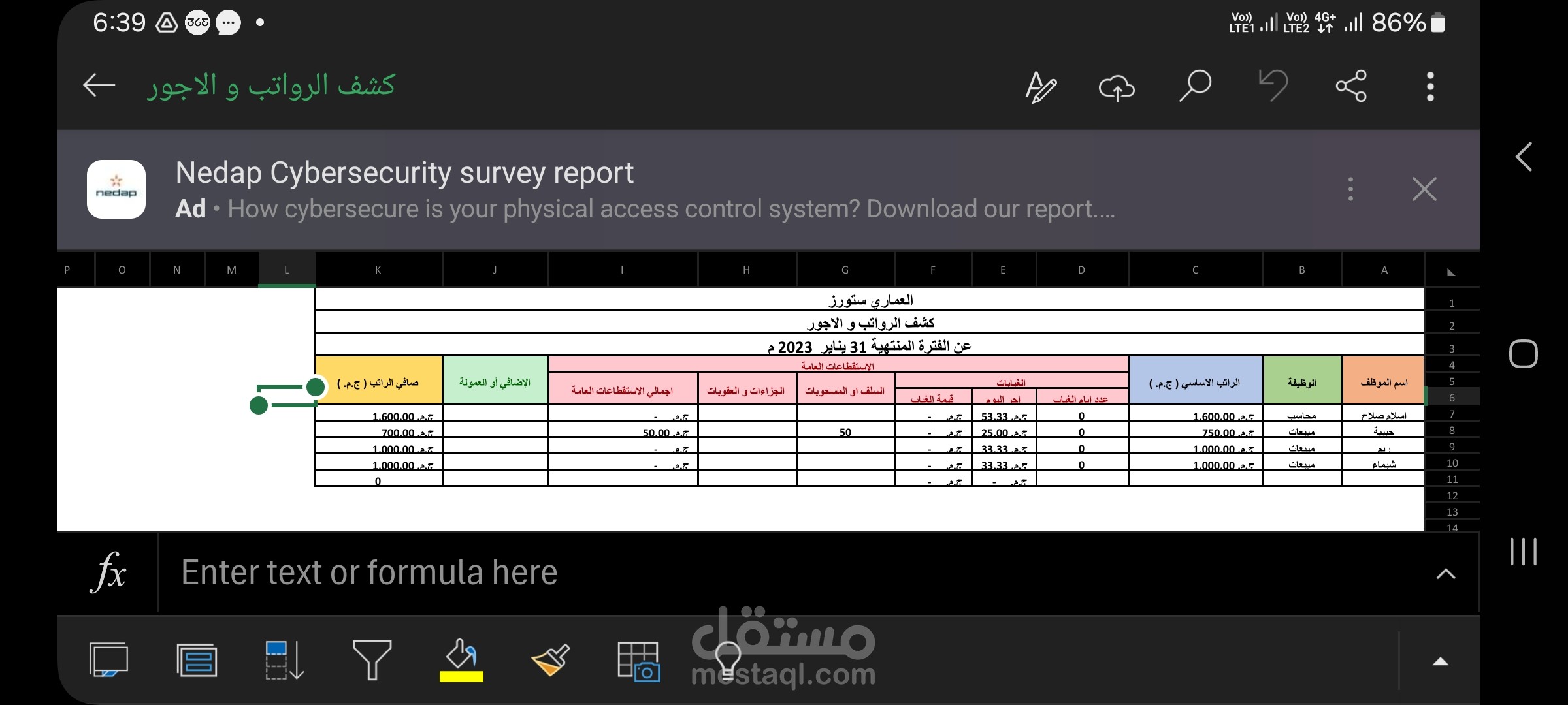 كشف الرواتب و الاجور