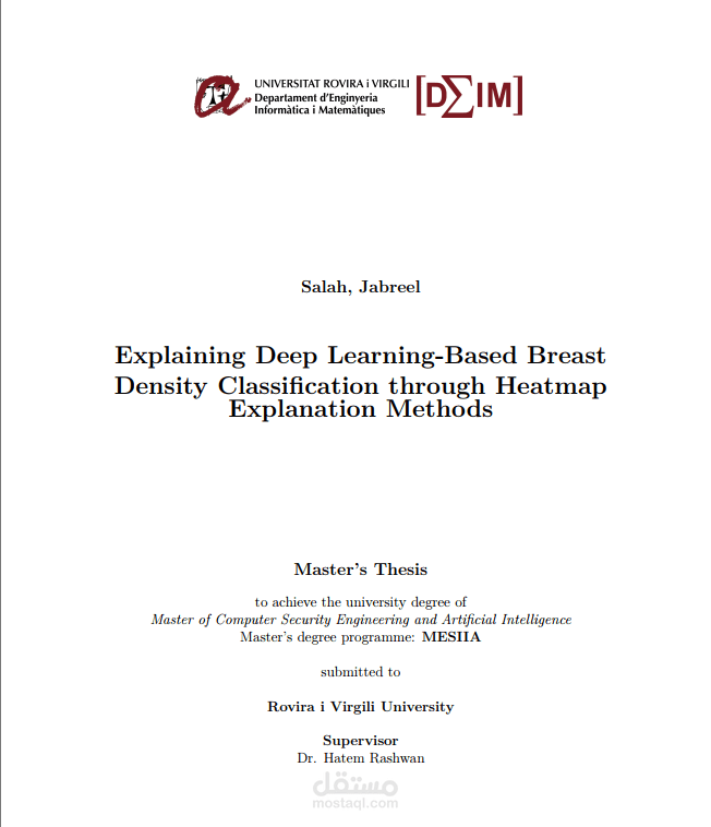 تصنيف السرطان في صور الماموغرام باستخدام ViT وخرائط ScoreCAM – مشروع بحث ماجستير