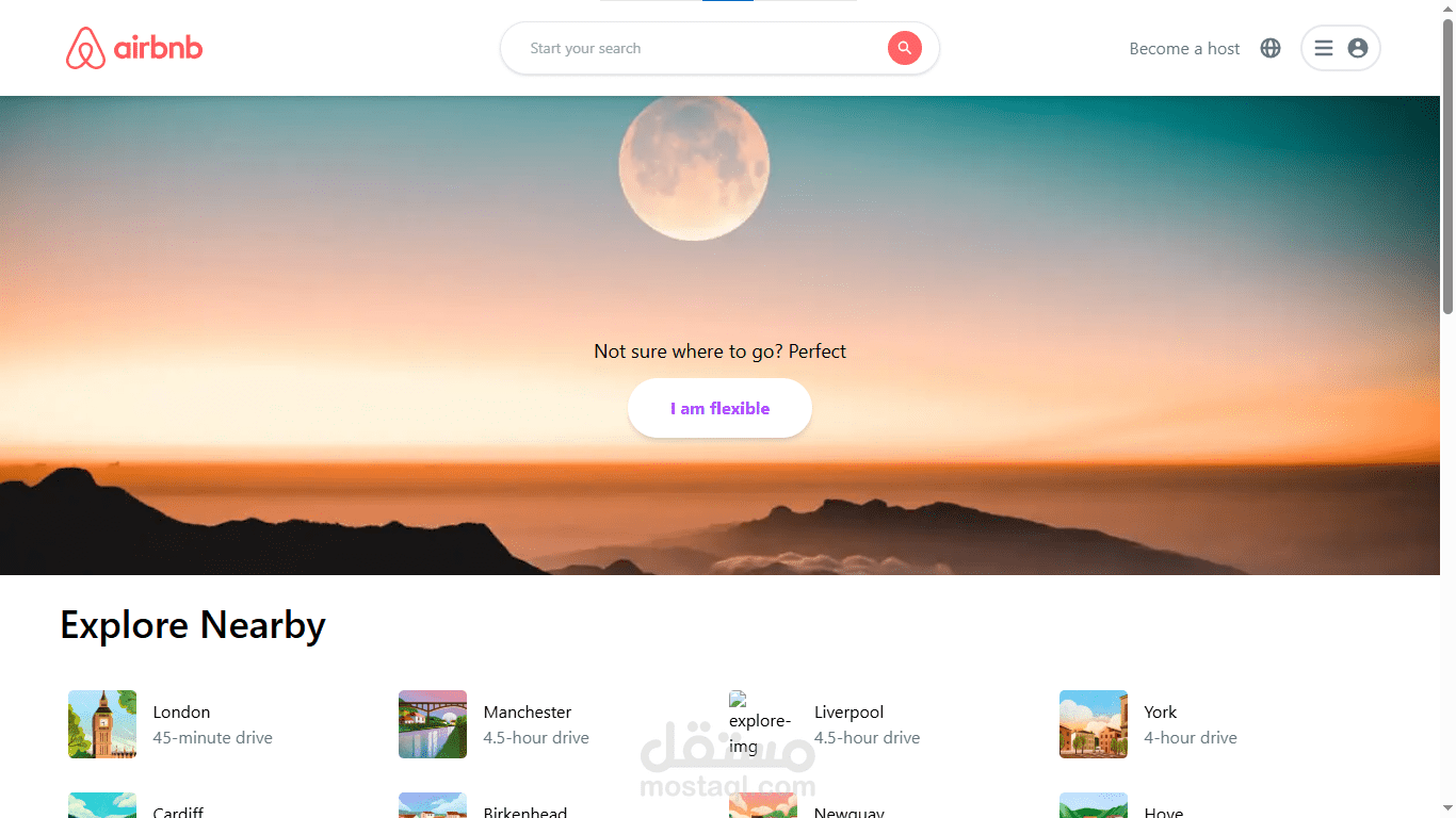 Airbnb Clone Website => Next.js & Tailwind CSS
