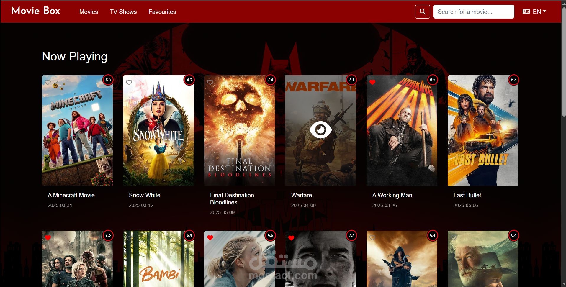 تطبيق تصفح الأفلام والمسلسلات باستخدام React