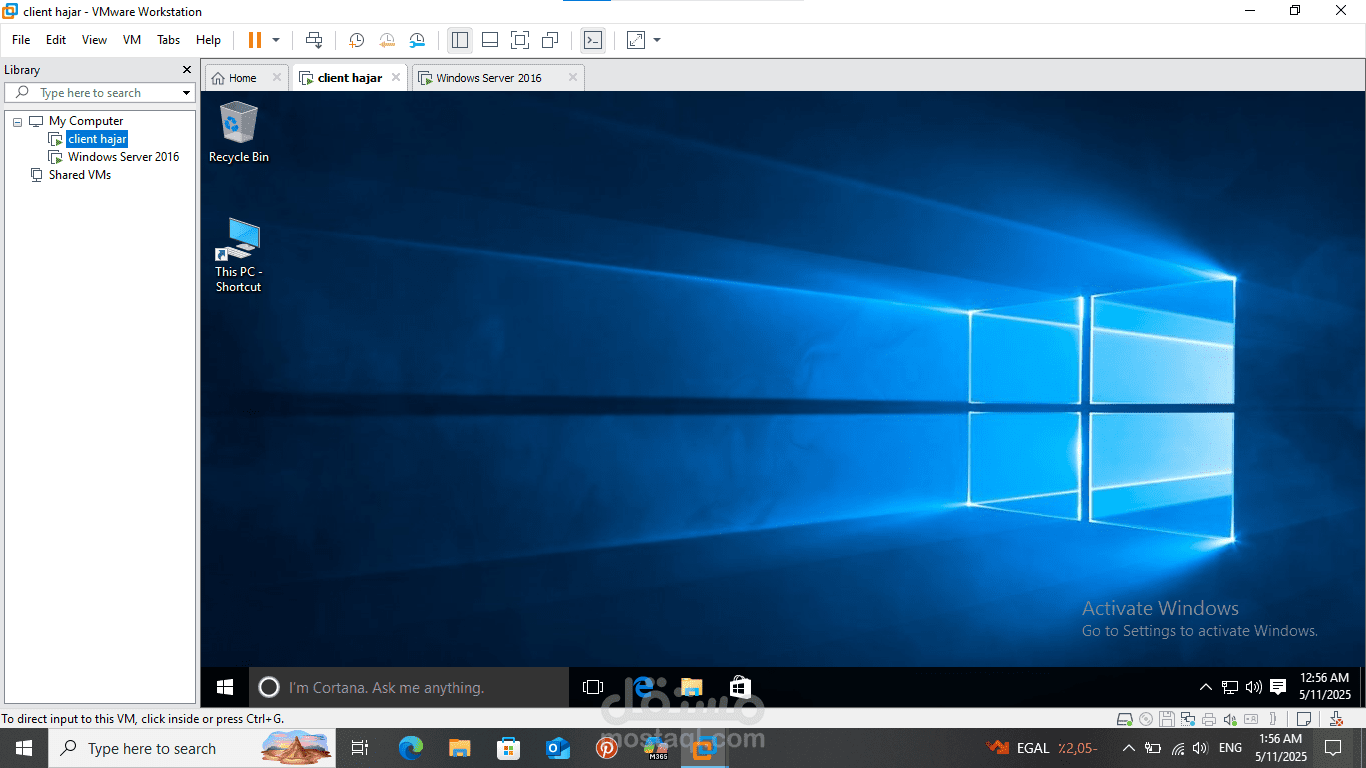 اعداد  أنظمة windows server و Clint افتراضية علي برنامج VMware