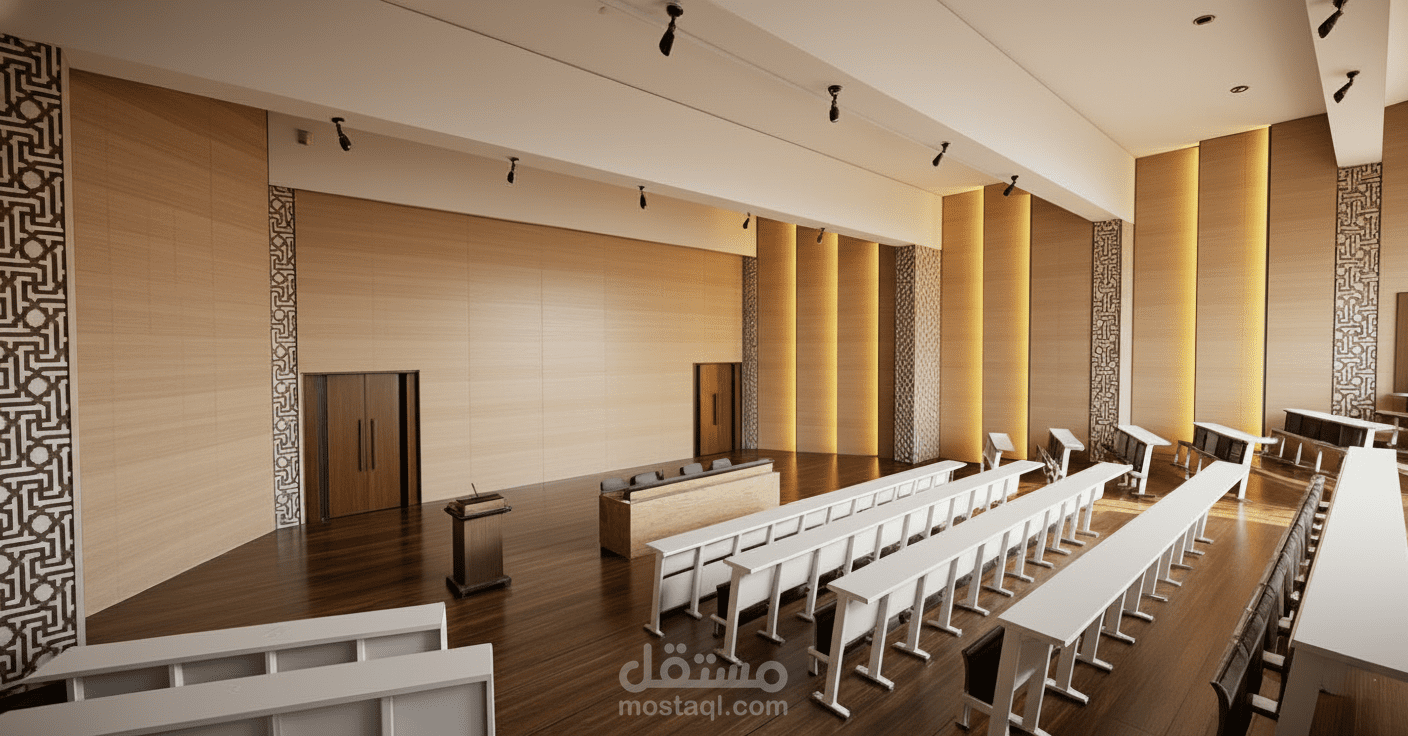 تصميم قاعة محاضرات مدرجة لجامعة