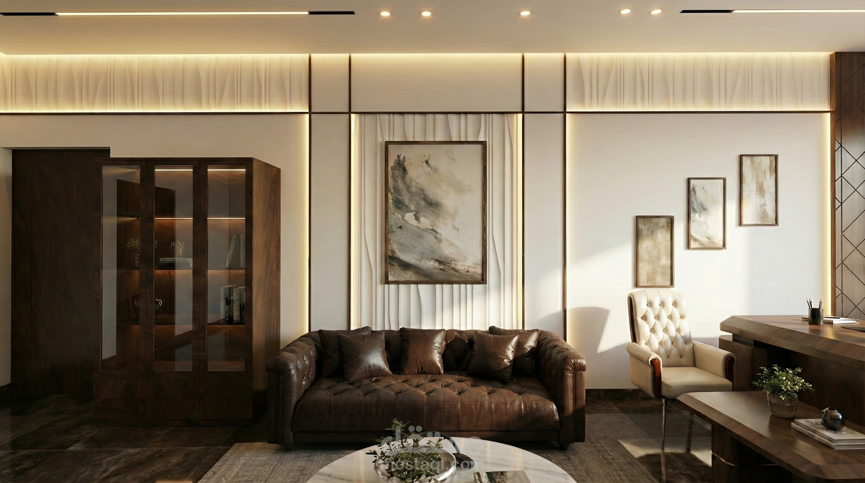 تصميم داخلي لمكتب وزاري بالاضافة لتصميم قطع الاثاث Luxury Office Design