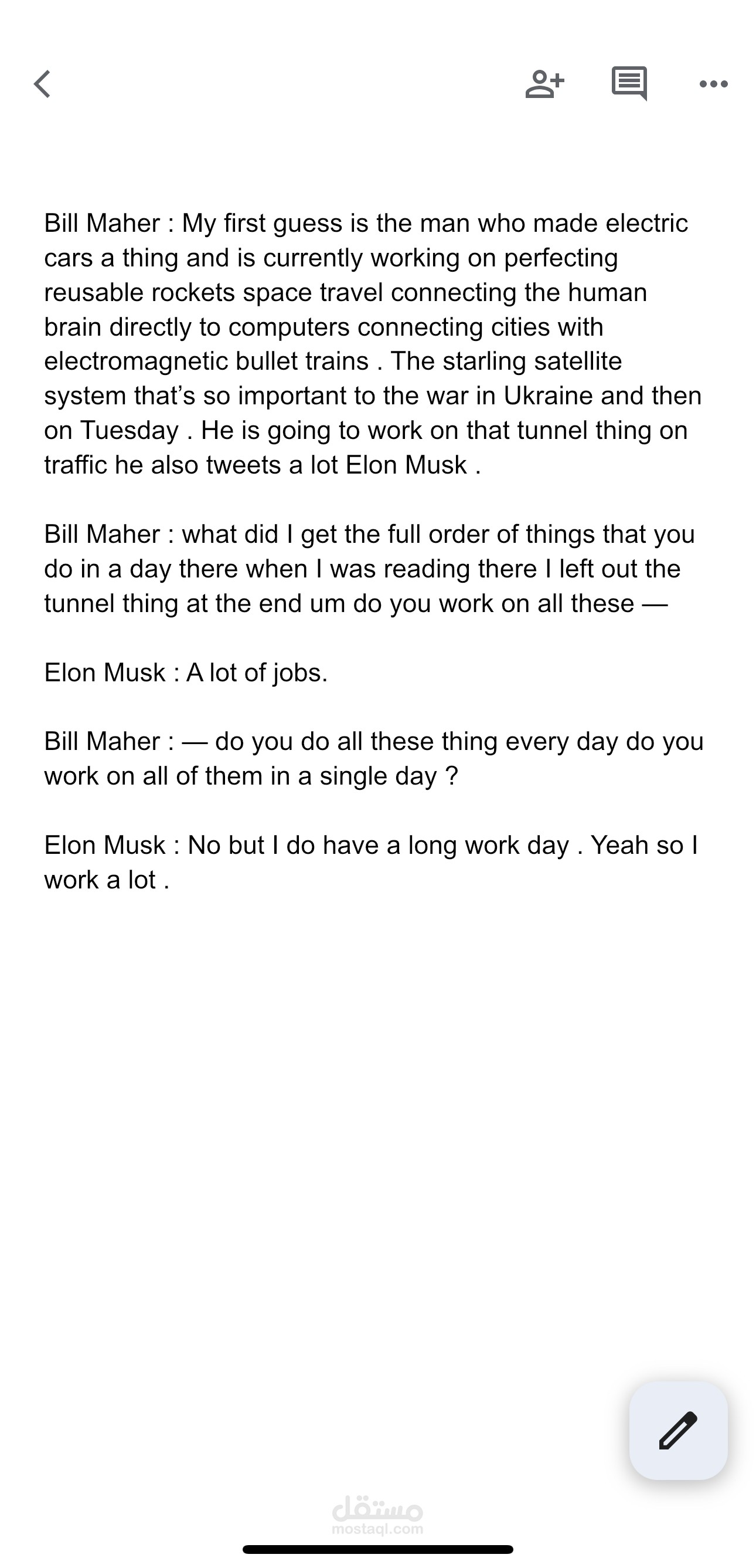 .Sample Transcription – Bill Maher Interviews Elon Musk