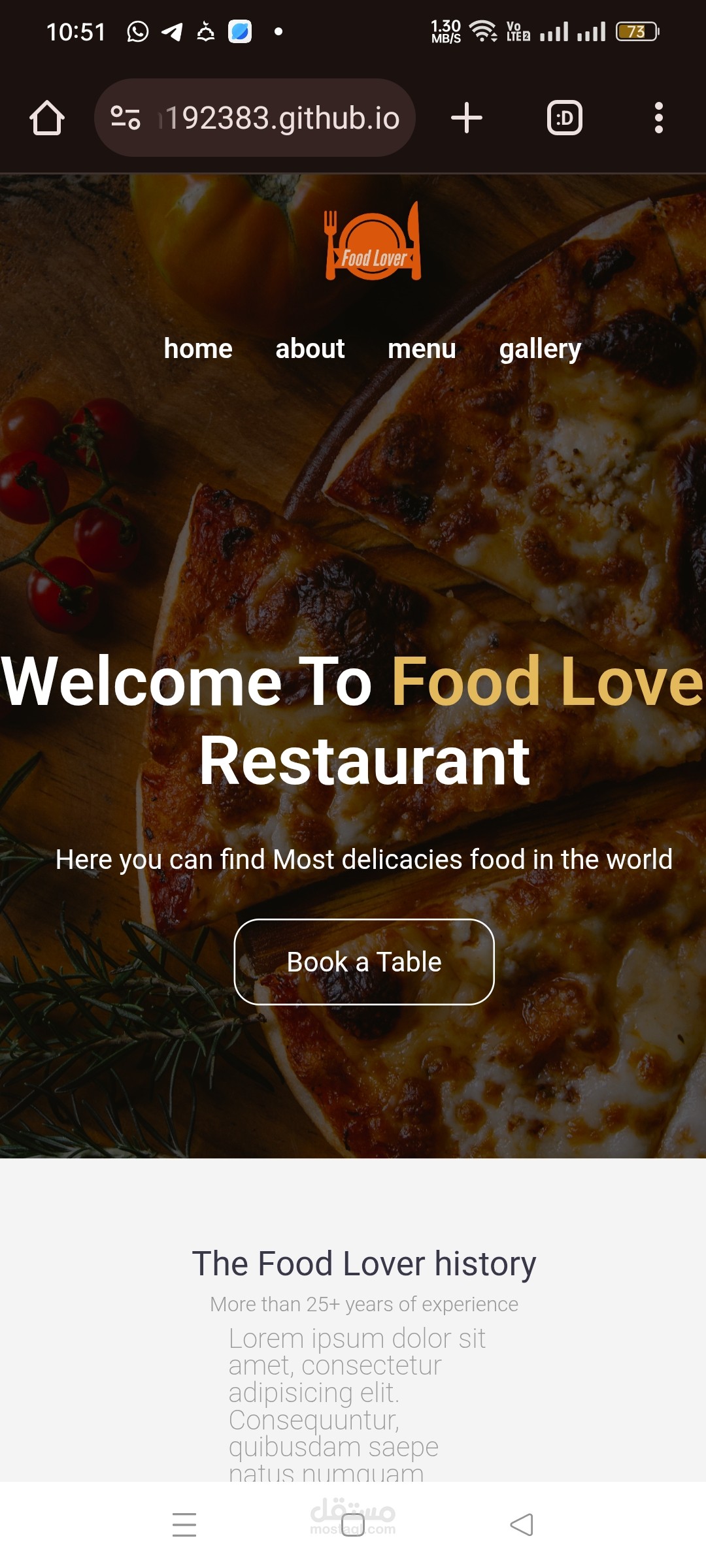 Restaurant website project