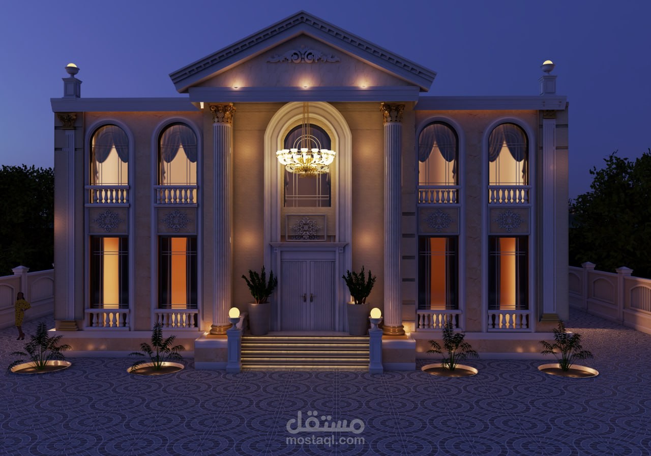 تصميم خارجب لفيلا بتفاصيل معمارية مميزة