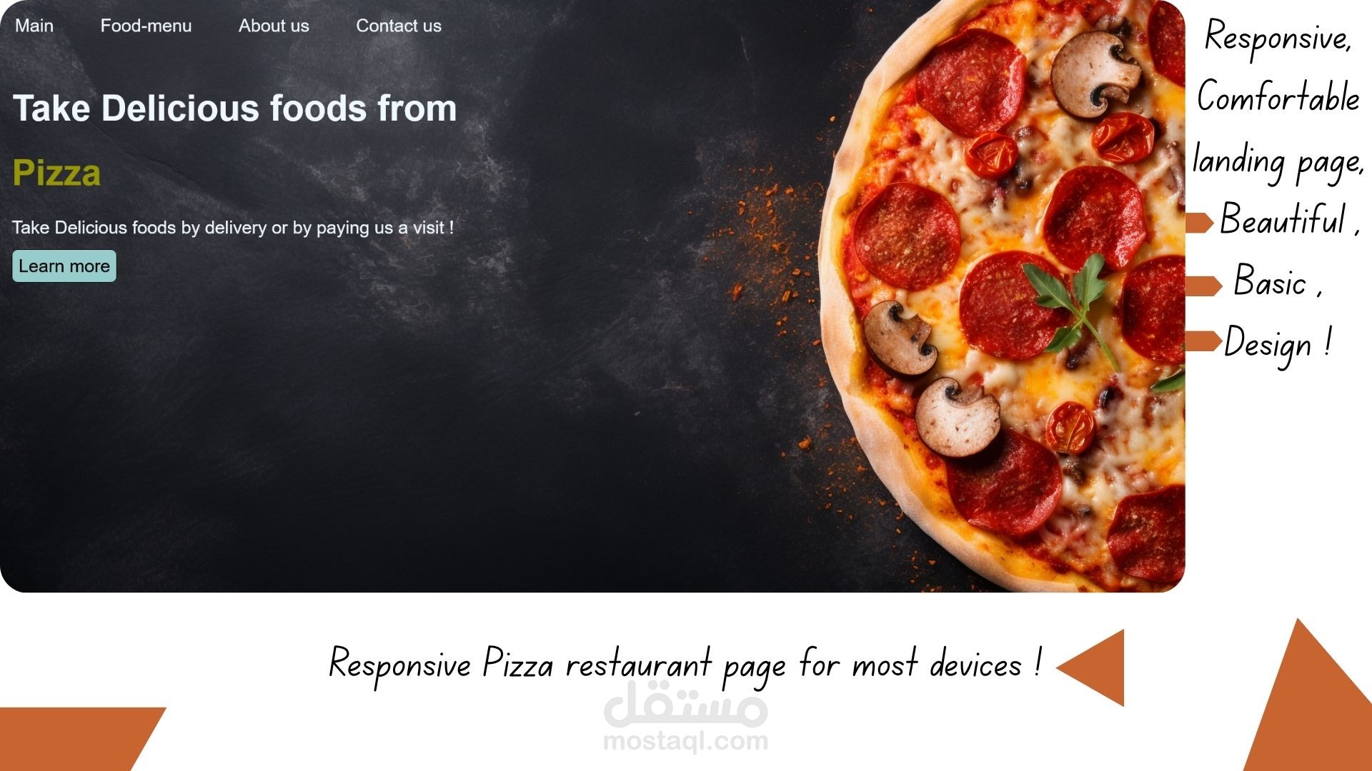 صفحه مطعم بيتزا