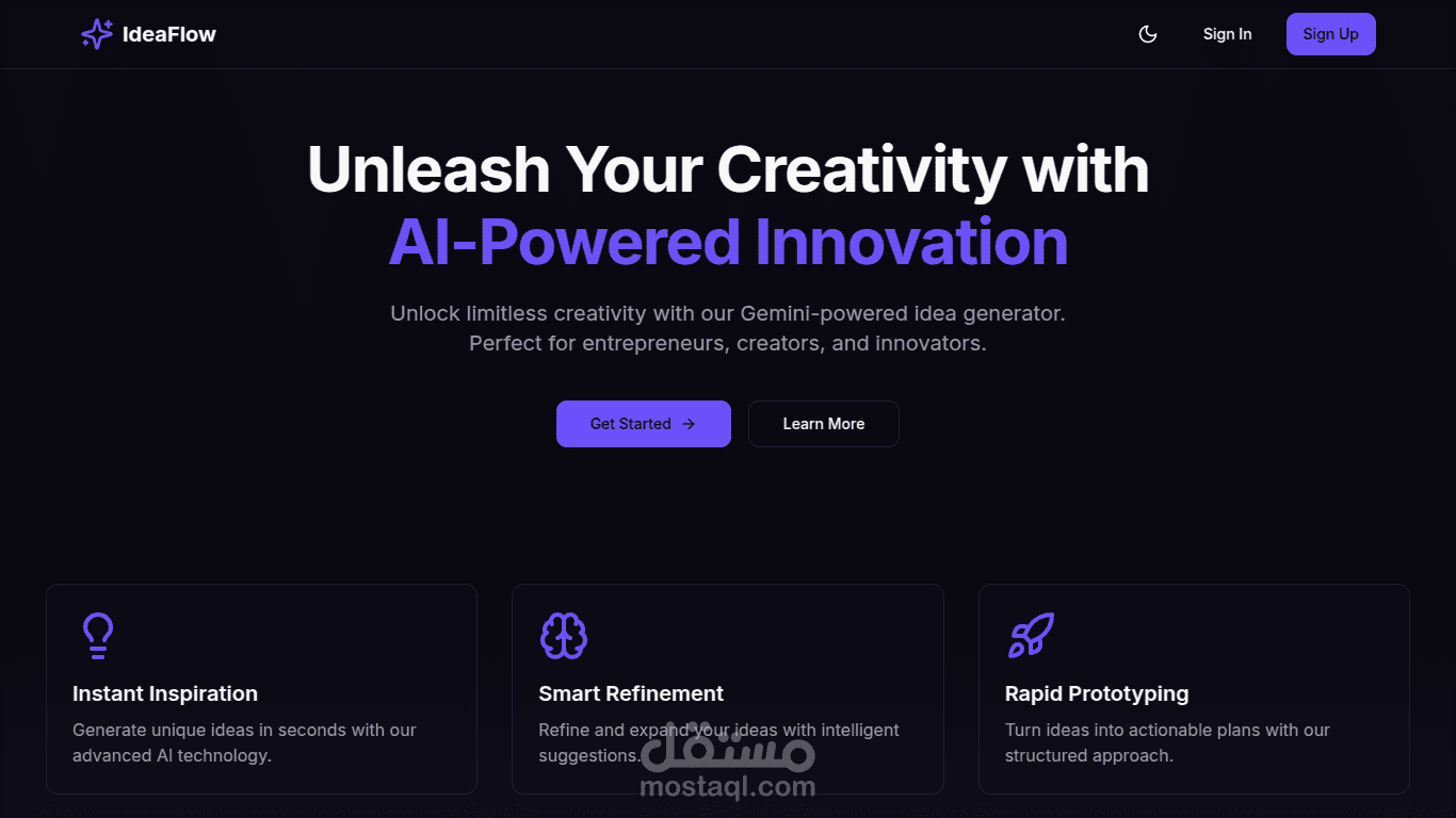 Idea Flow | تطبيق بالذكاء الإصطناعي لإنشاء وحفظ الأفكار | مستقل