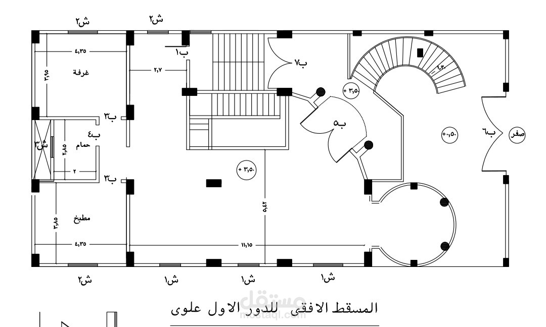 رسم تصميمي 2d للدور الاول لفيلا