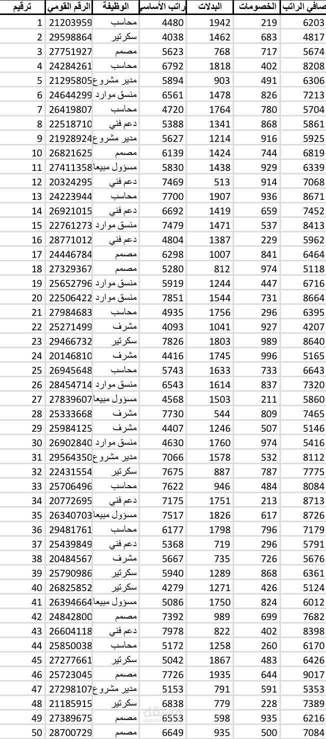 إدخال بيانات موظفين مع تنظيم جداول الرواتب الشهرية