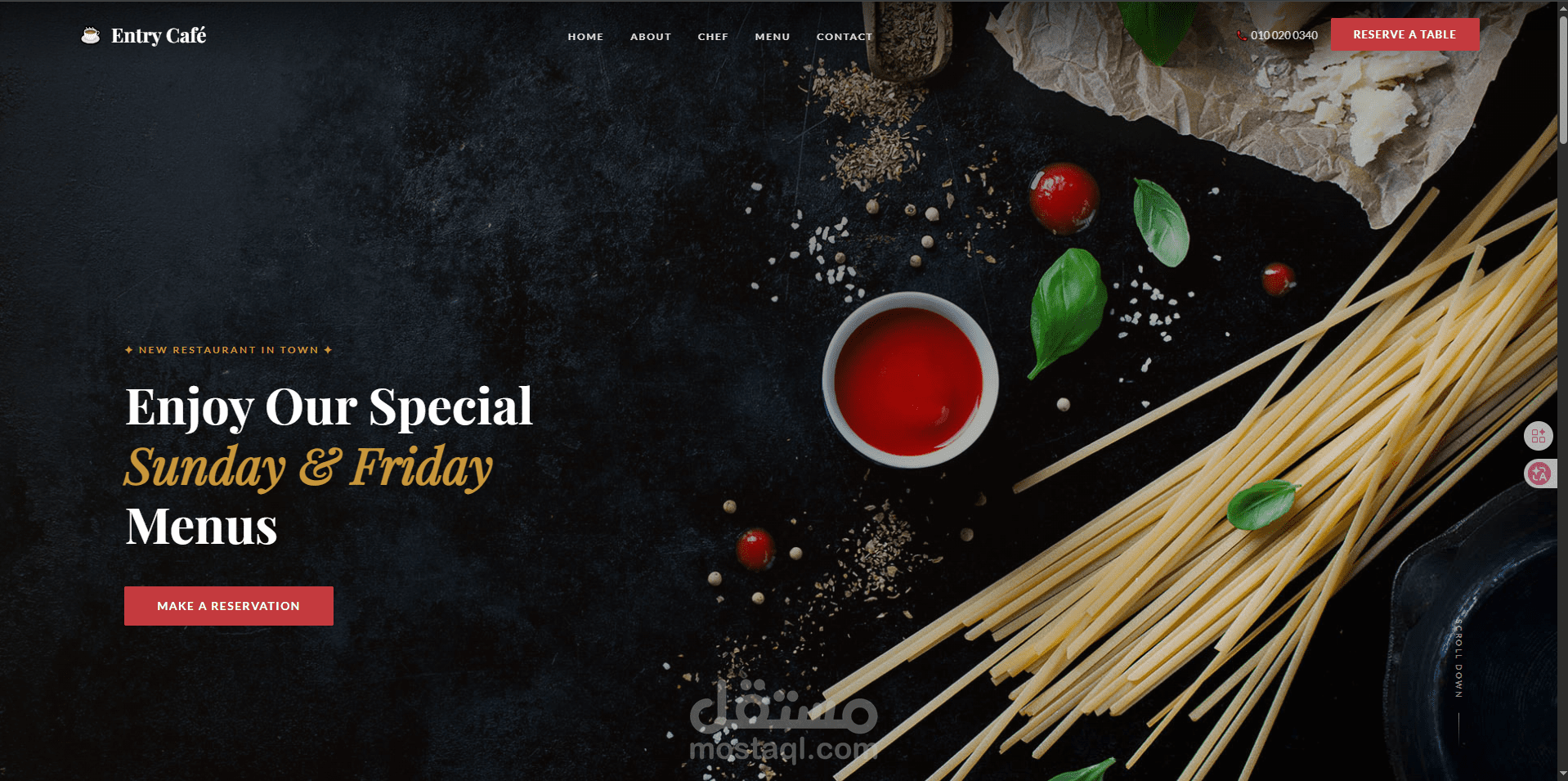 تطوير موقع مطعم احترافي