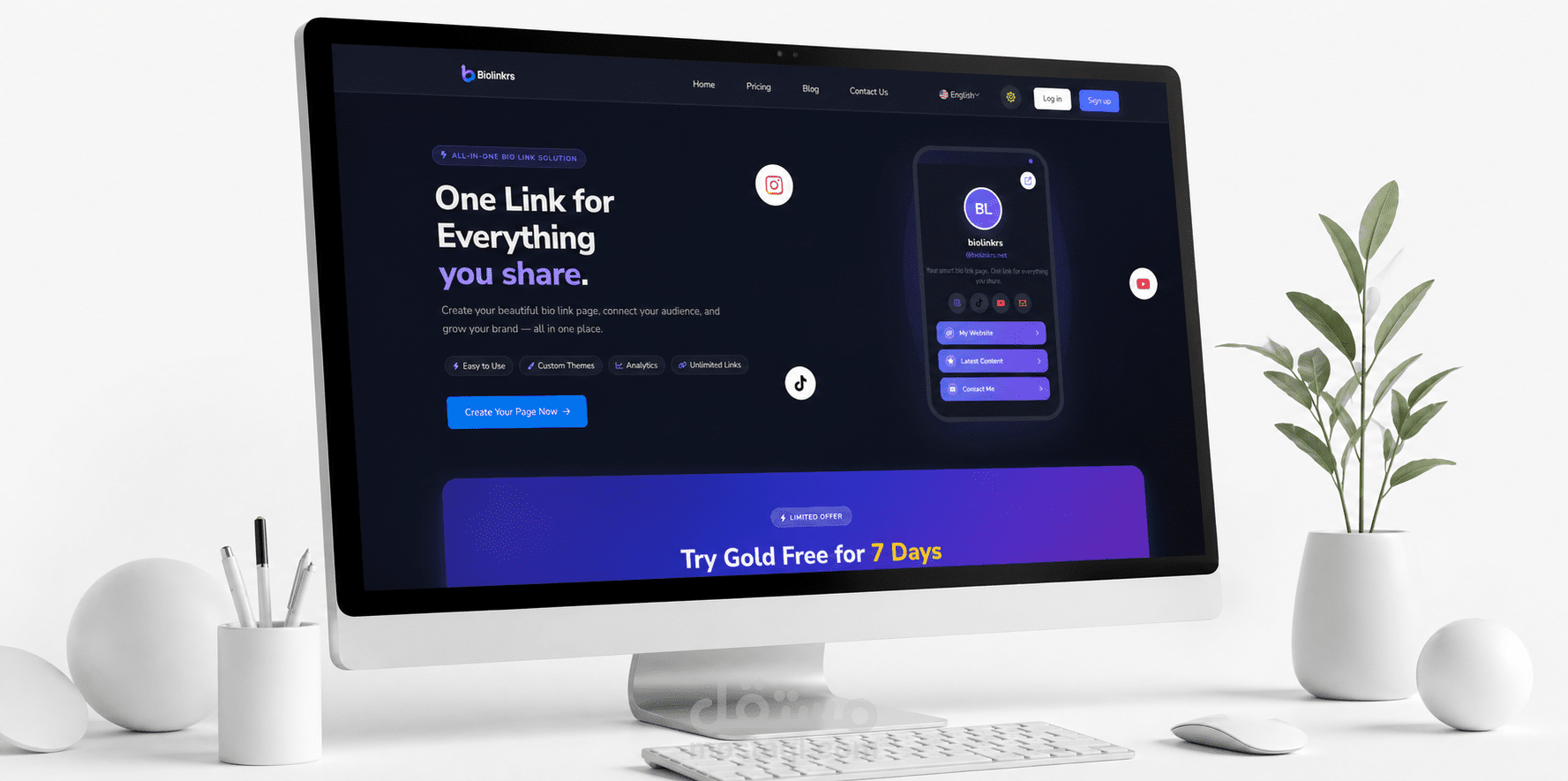 Bio Links saas Dark Mode
