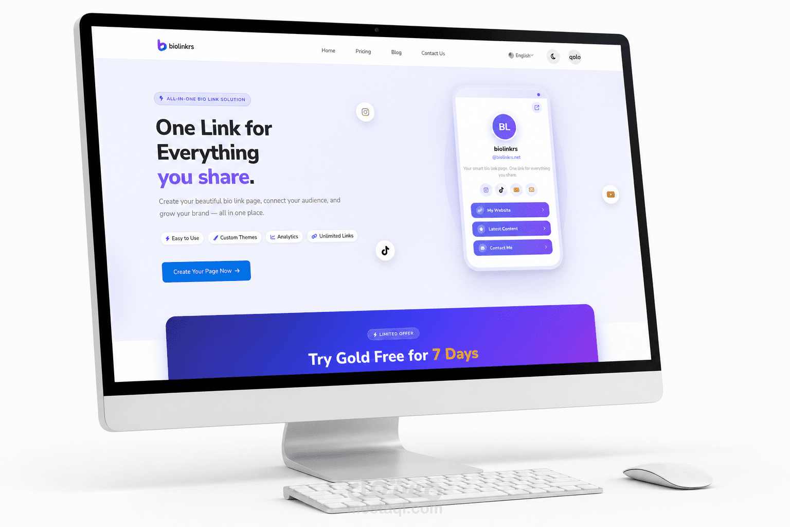 Bio Links saas White Mode