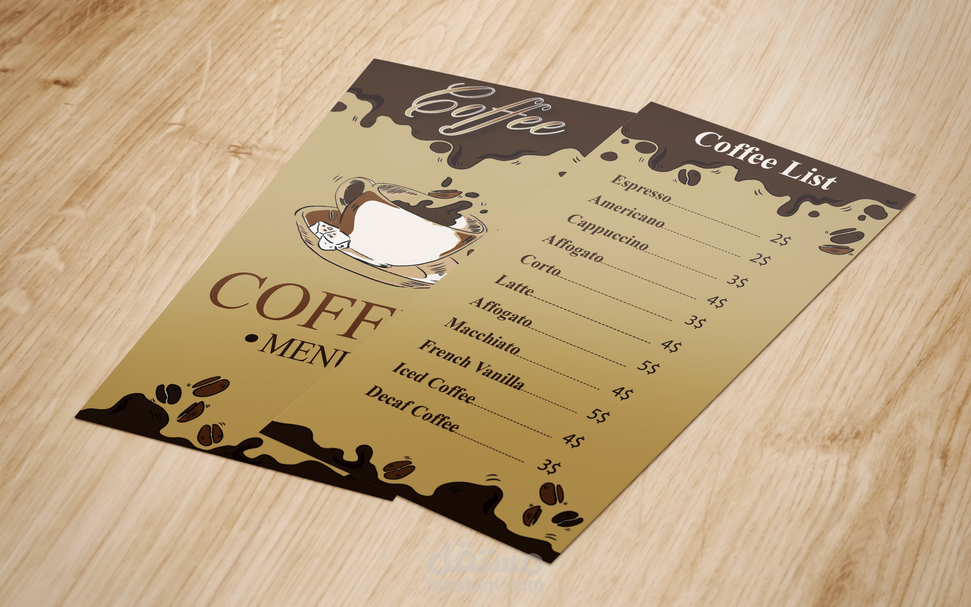 تصميم منيو كافي