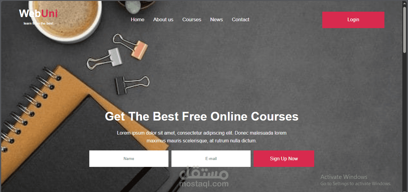 قالب تم تصميمه وتطويره باستخدام HTML وCSS.