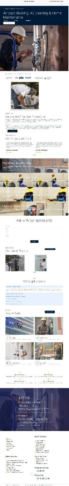 تصميم وتطوير موقع خدمات HVAC (تكييف)، تنظيف مجاري هواء وصيانة منازل