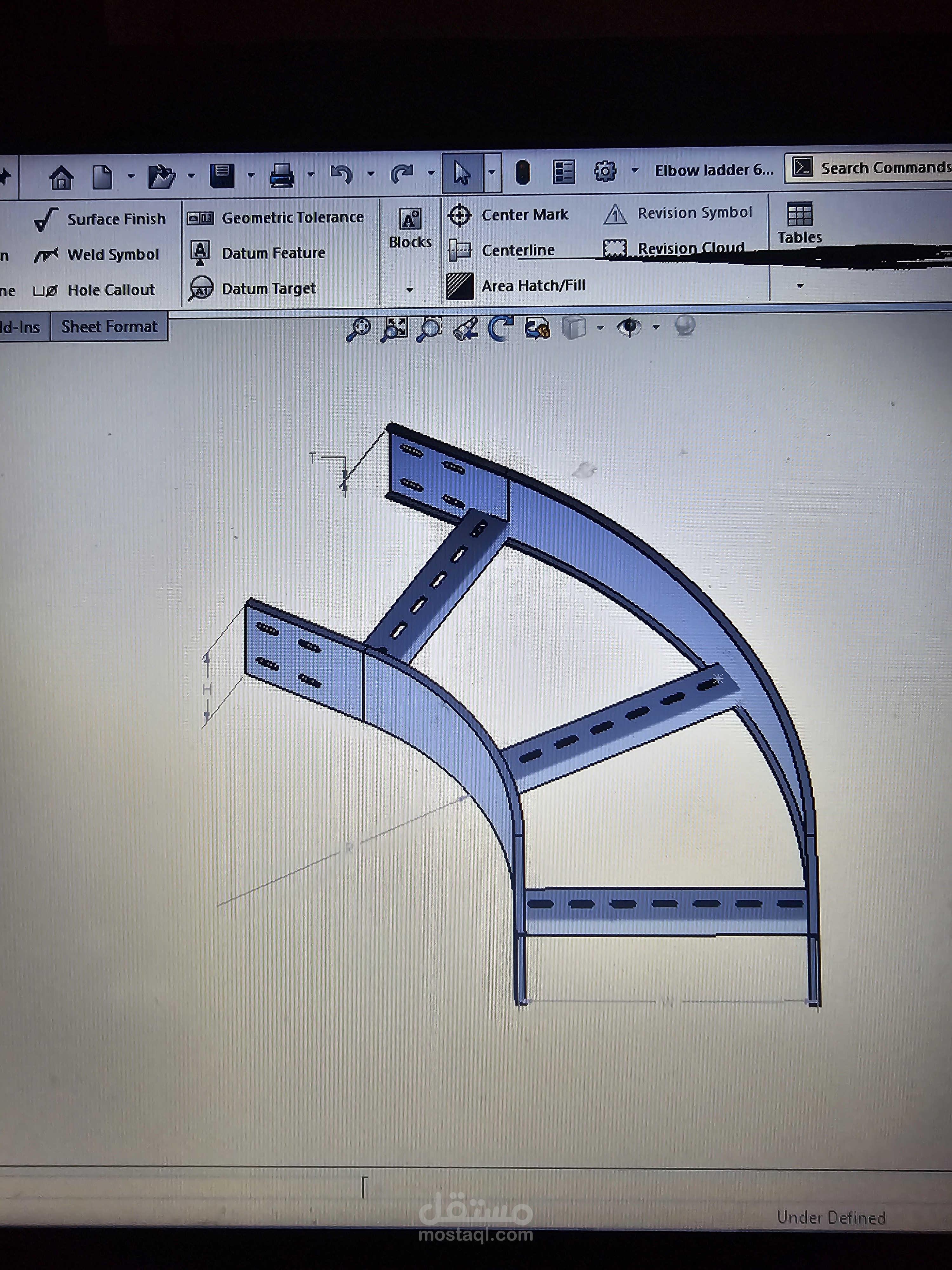رسمة solidworks لشركة Electro pro تسمى elbow ladder 60°