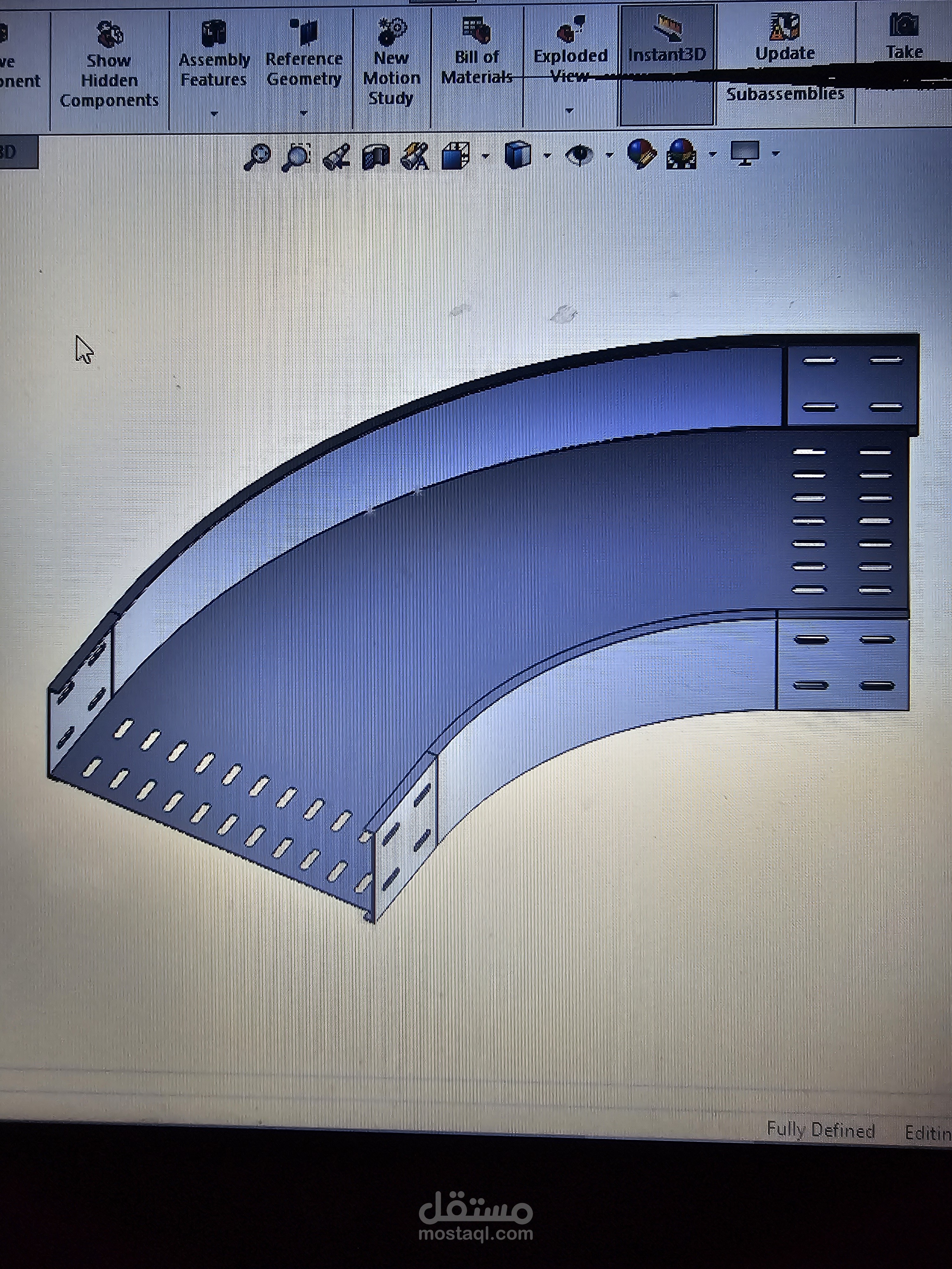 رسمة solidworks لشركة Electro Pro تسمى elbow tray 60°