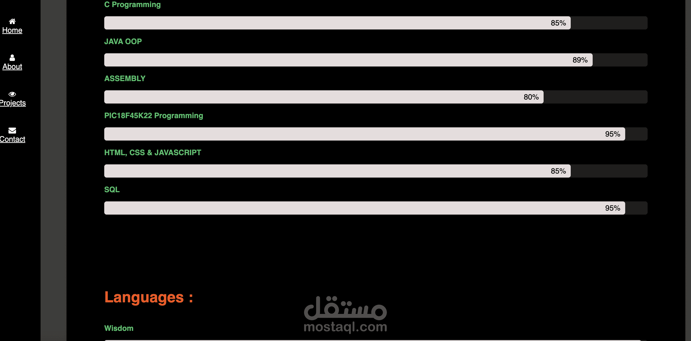 موقعي الشخصي هو منصة رقمية صممتها وطورتها بنفسي باستخدام HTML، CSS، وJavaScript بهدف عرض مهاراتي، مشاريعي، ومساري الأكاديمي كطالب مهندس في تكنولوجيا المعلومات.