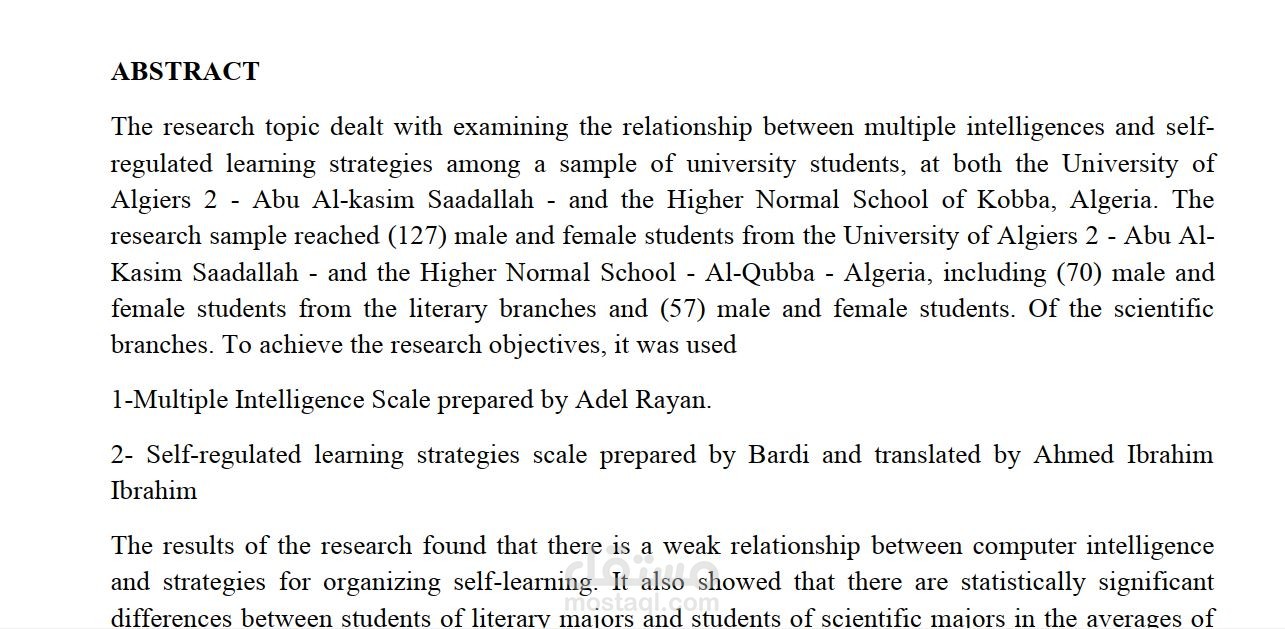 TYPES OF MULTIPLE INTELLIGENCES AMONG UNIVERSITY STUDENTS AND THEIR RELATIONSHIP TO SELF-REGULATED LEARNING STRATEGIES