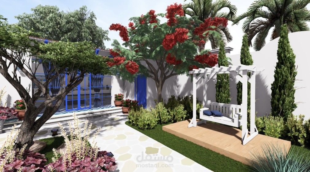 تصميم حديقة خاصة بالطراز اليوناني