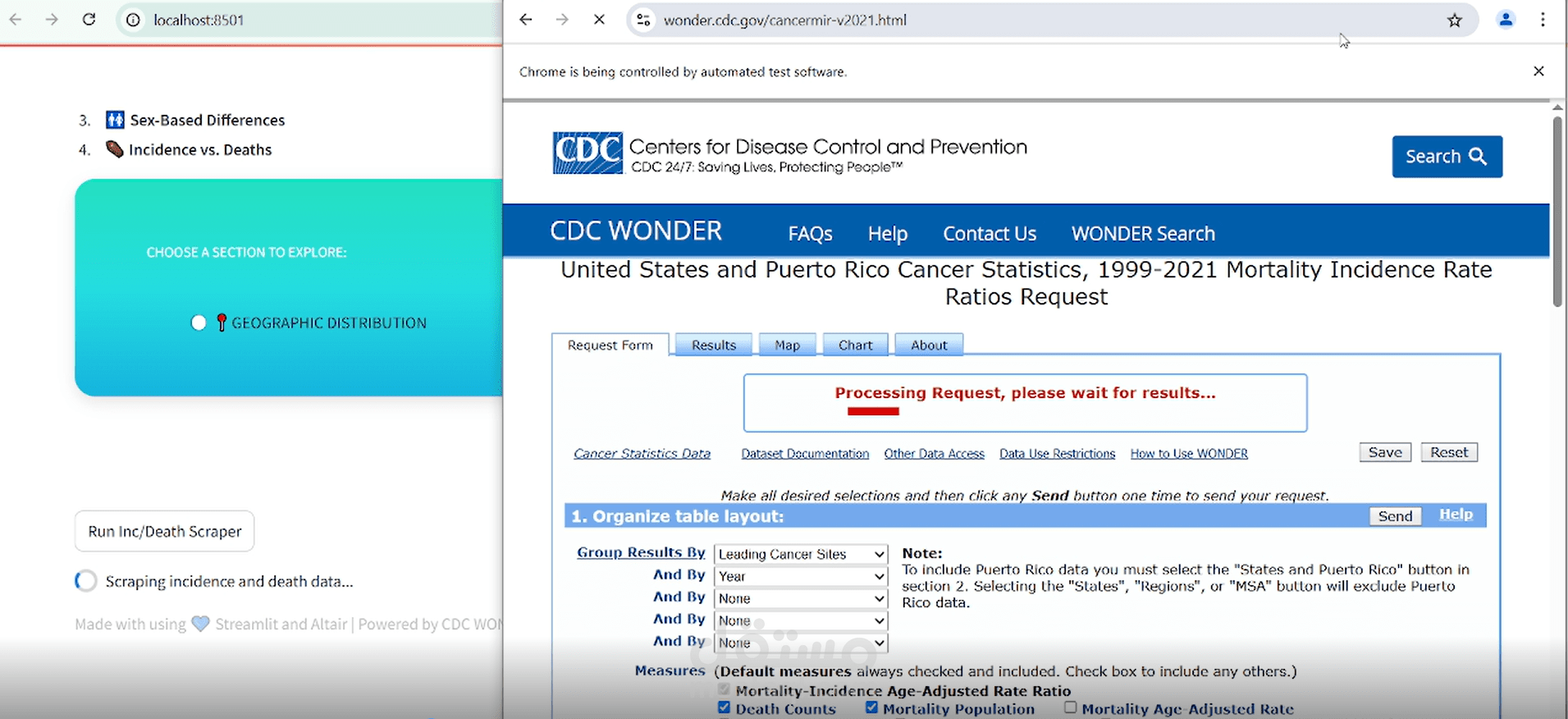 Web Scraping for US Health Status (CDC WOnder) & Data Analysis & Data Visualization