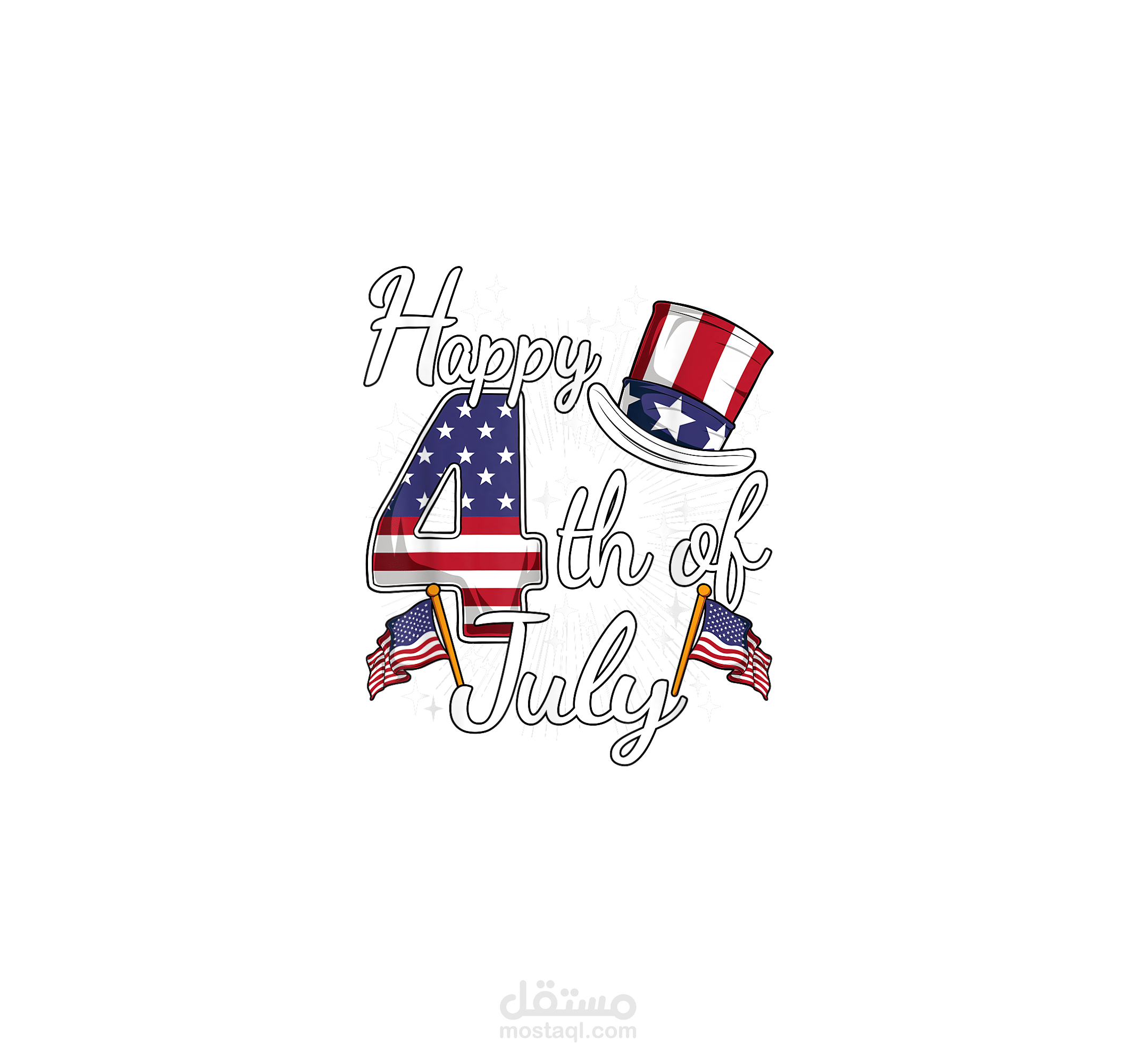 Happy 4th Of July print with an American flag for 4th Of July