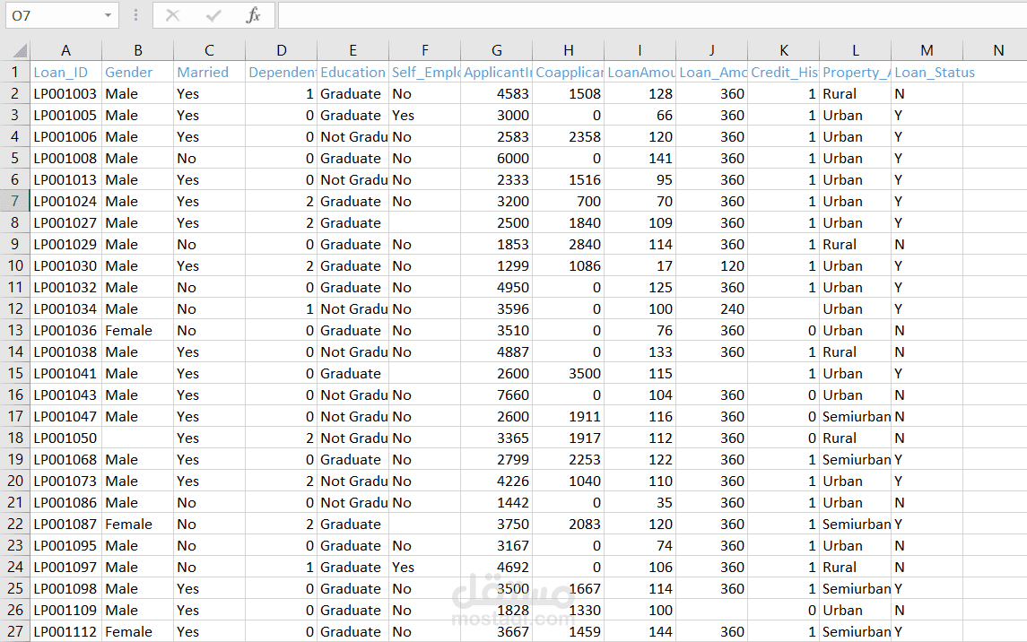 إدخال وتنظيم بيانات القروض البنكية (Excel Data Entry)
