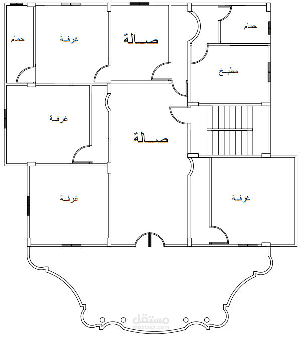 تقسيم معمارى لبيت مساحة 230 متر مربع .