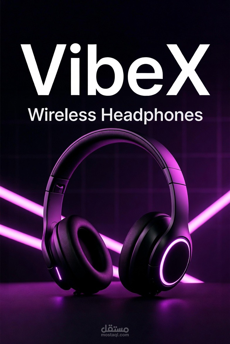 تصميم حملة دعائية لإطلاق منتج جديد VibeX Headphones