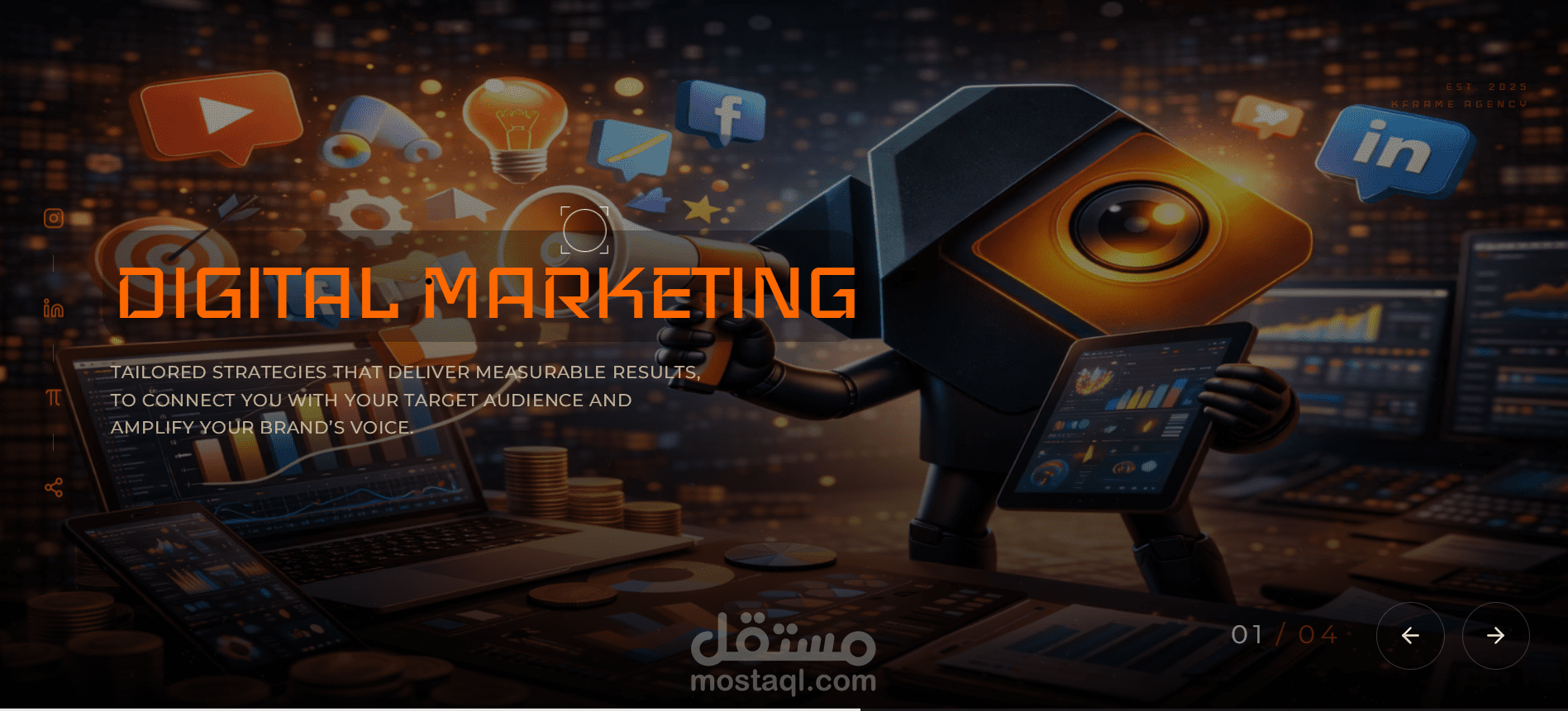 تطوير منصة رقمية لوكالة إبداعية (K Frame Agency)