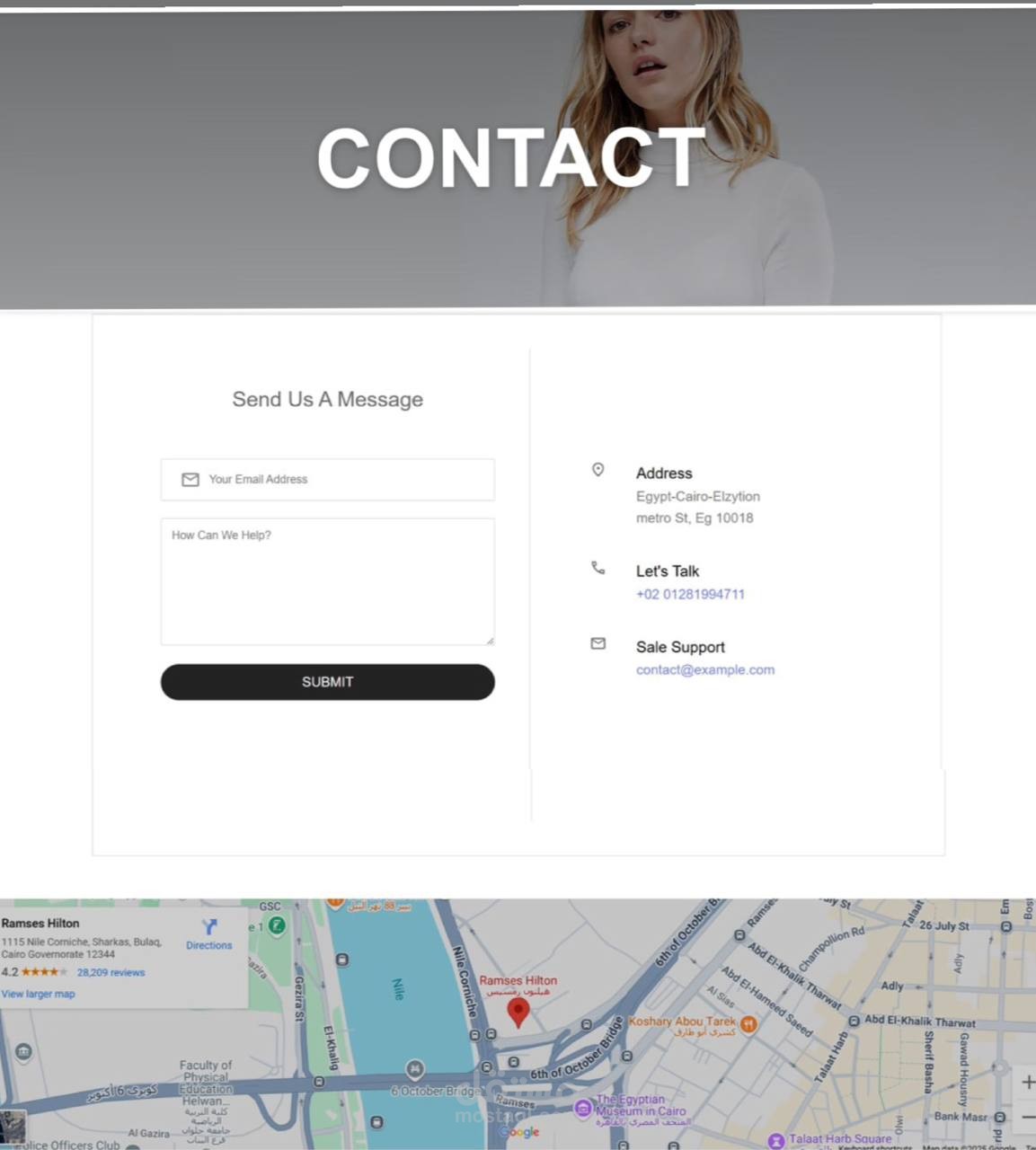 تصميم صفحه contact us بستخدام html و css و javascript